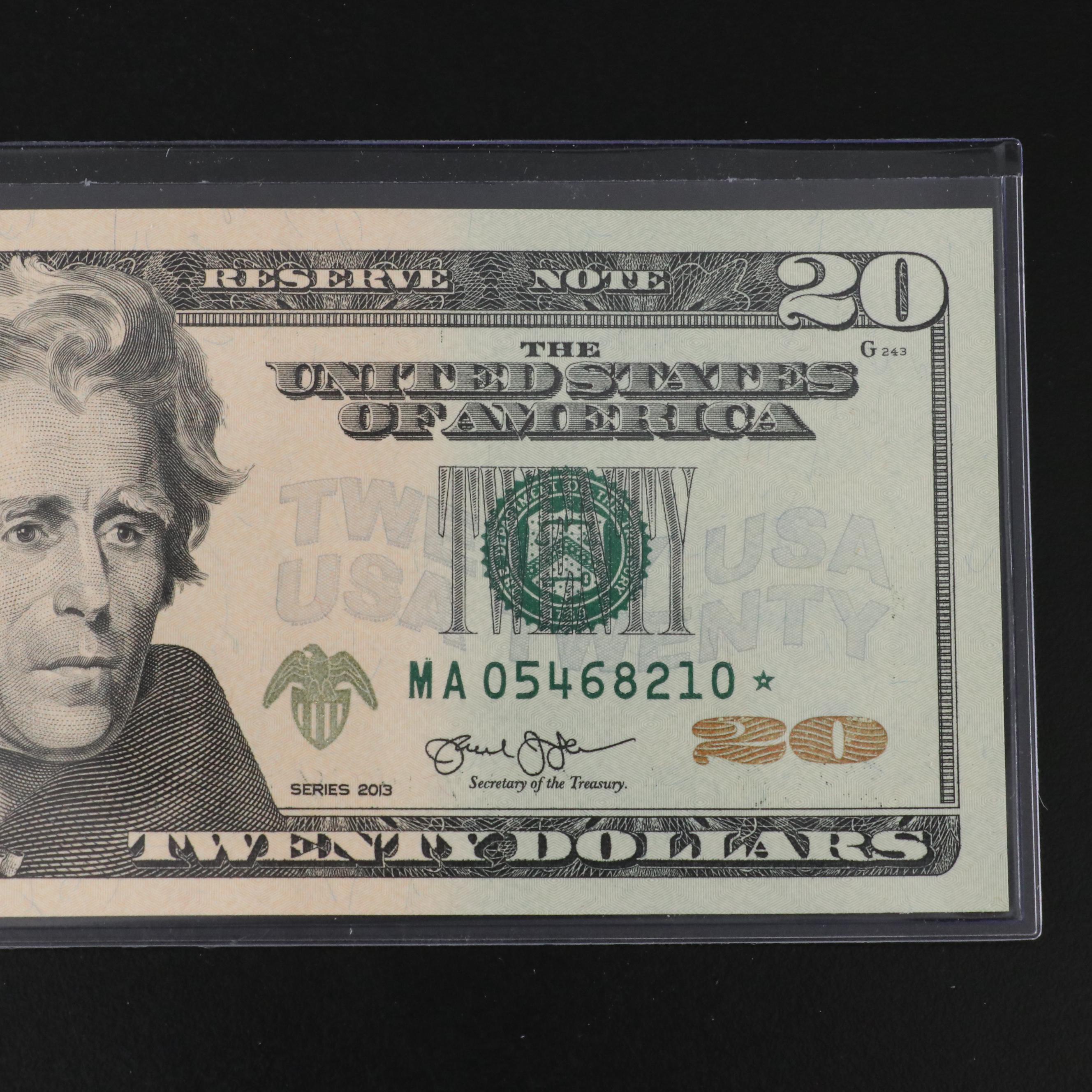 Four 2003 Federal Reserve $20 Star Notes with Consecutive Serial Numbers