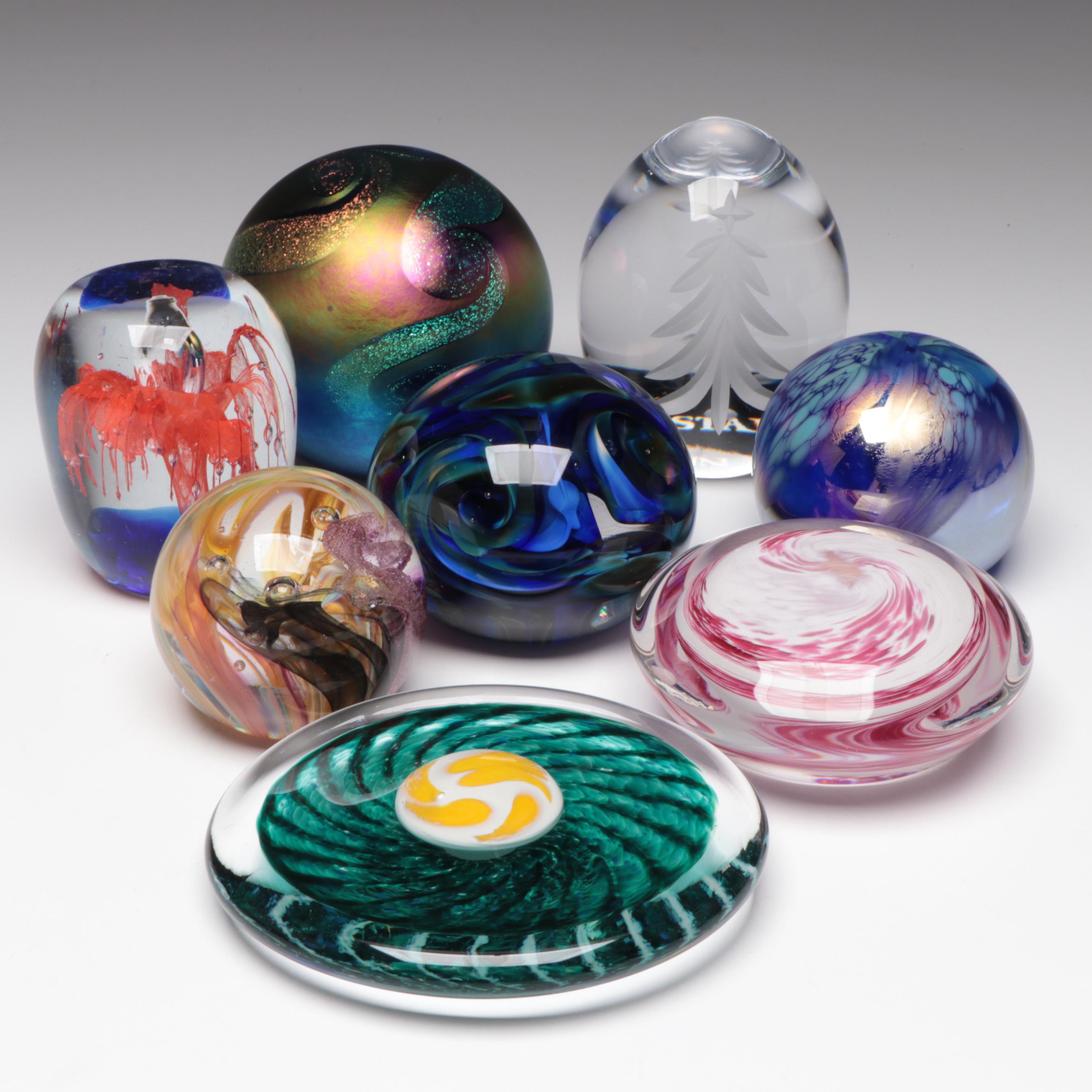 Flame Run, Glass Eye Studio, and Other Handmade Art Glass Paperweights