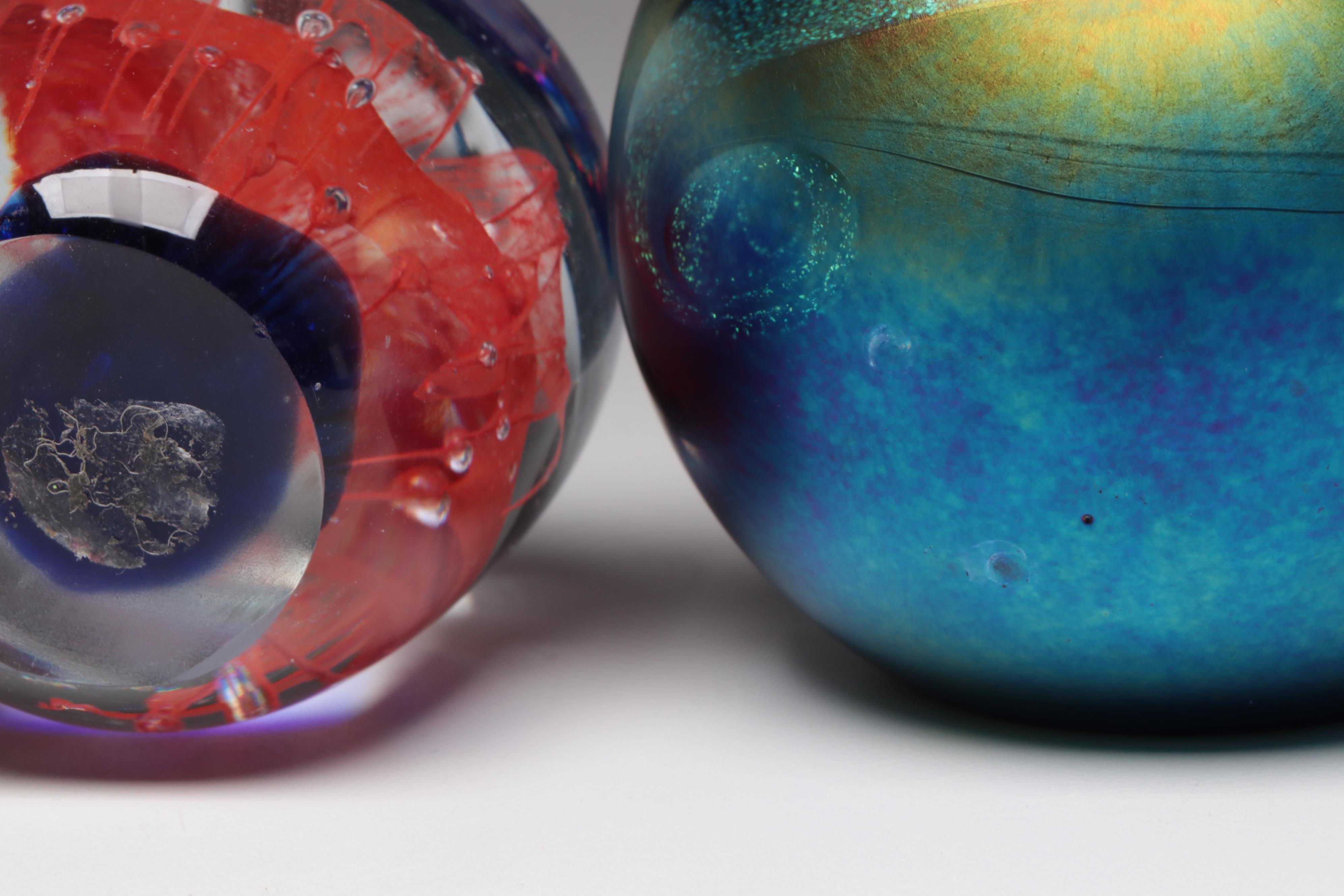 Flame Run, Glass Eye Studio, and Other Handmade Art Glass Paperweights