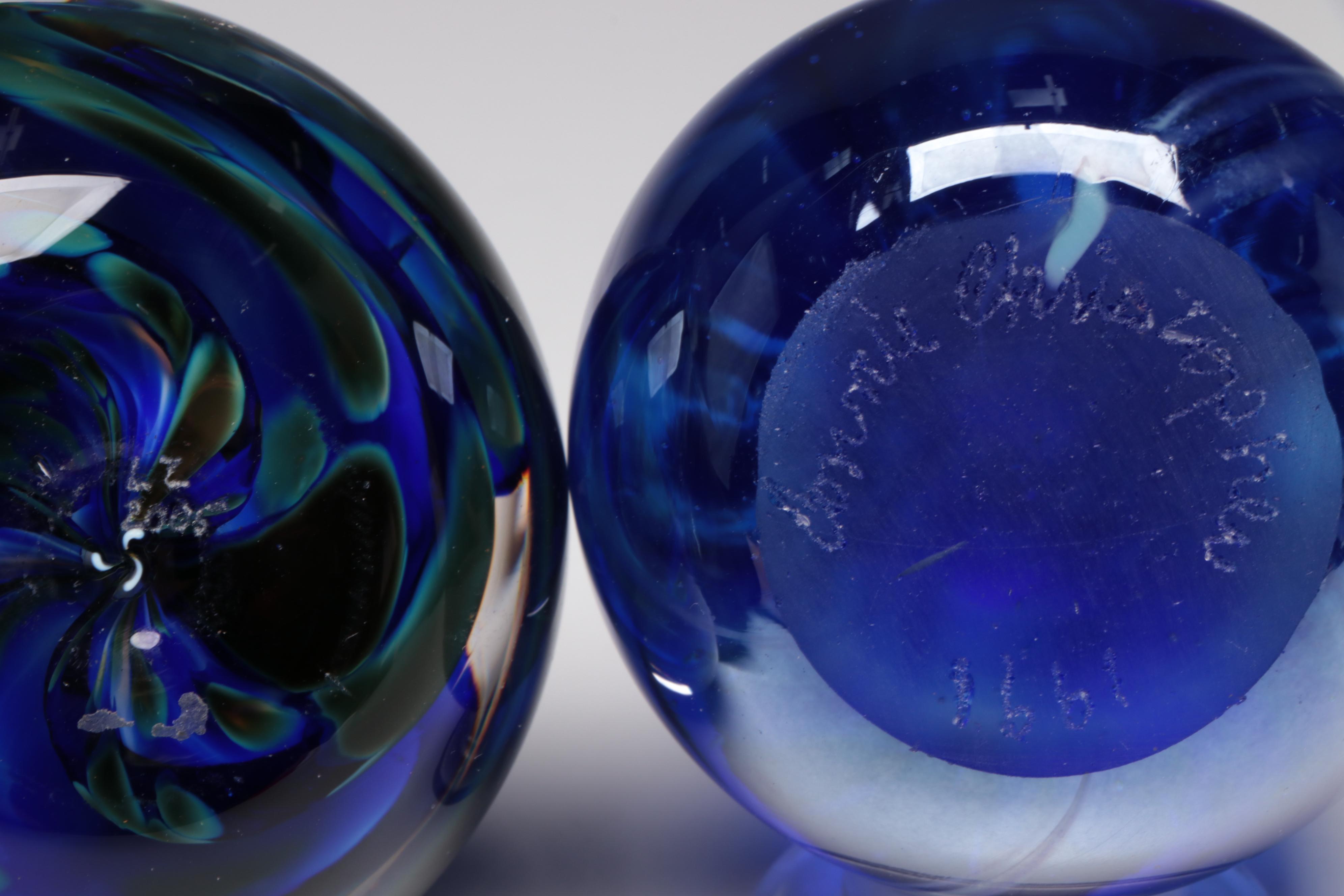 Flame Run, Glass Eye Studio, and Other Handmade Art Glass Paperweights