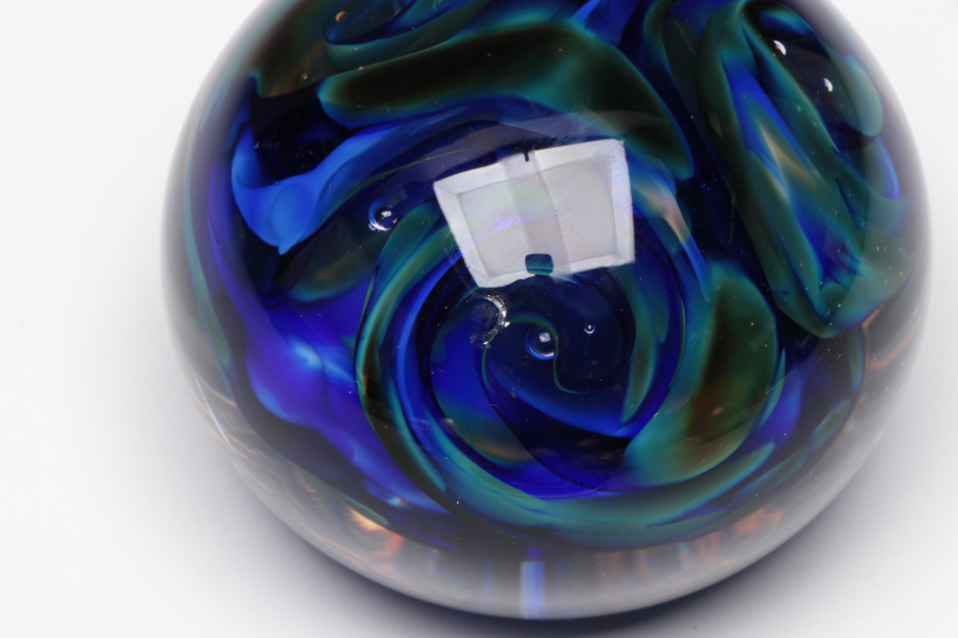 Flame Run, Glass Eye Studio, and Other Handmade Art Glass Paperweights