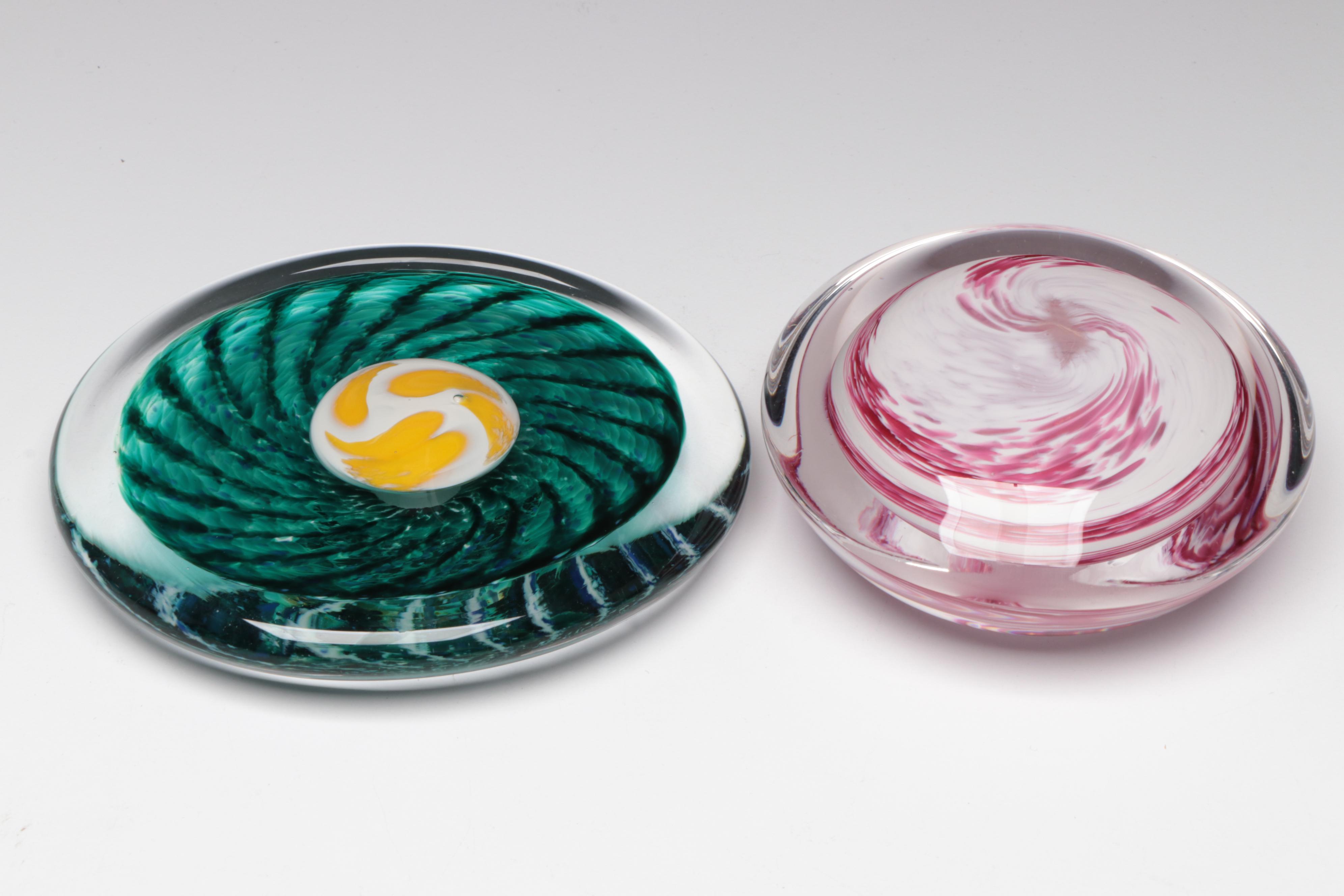 Flame Run, Glass Eye Studio, and Other Handmade Art Glass Paperweights