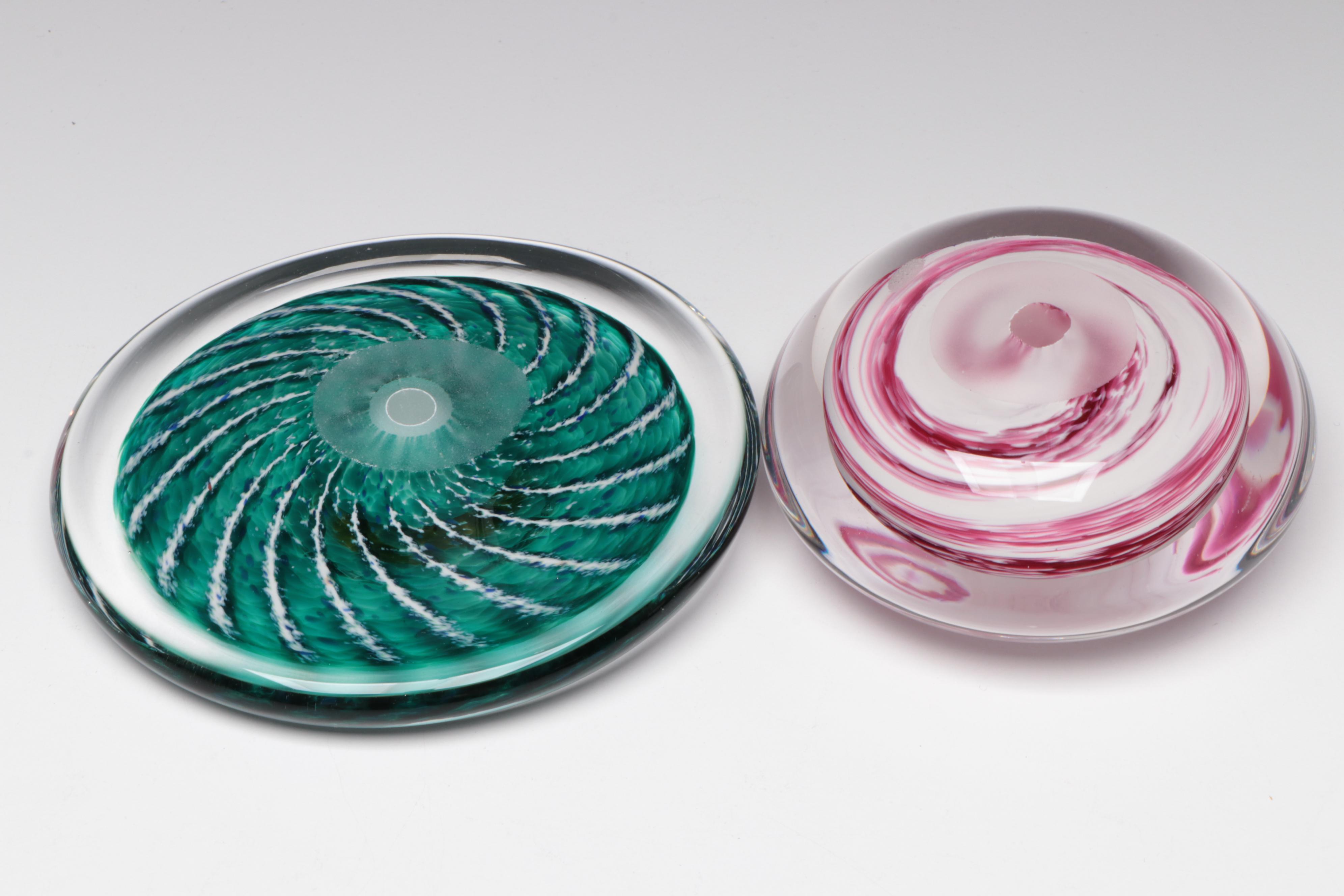 Flame Run, Glass Eye Studio, and Other Handmade Art Glass Paperweights