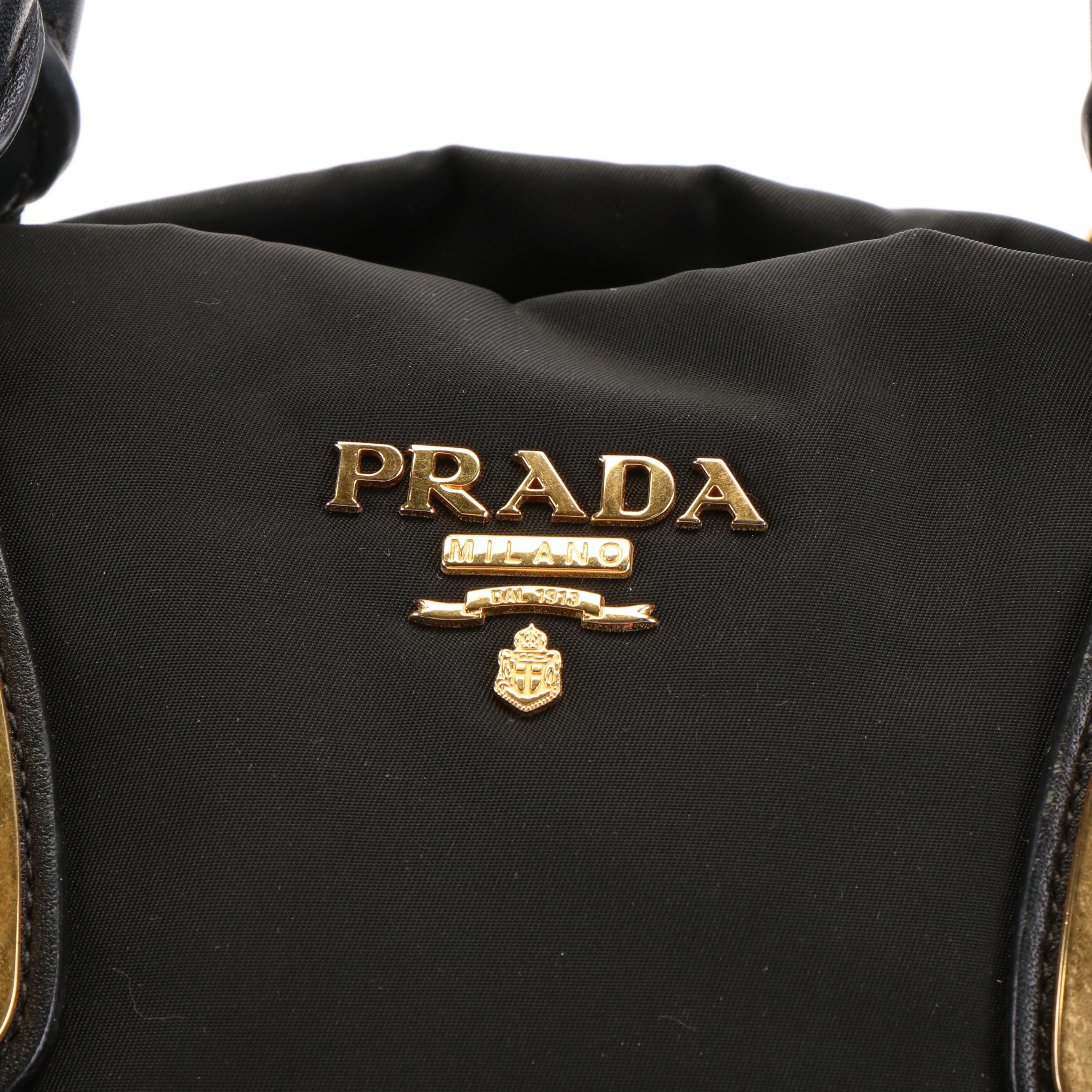 Prada Top Handle Satchel Bag in Black Tessuto Nylon
