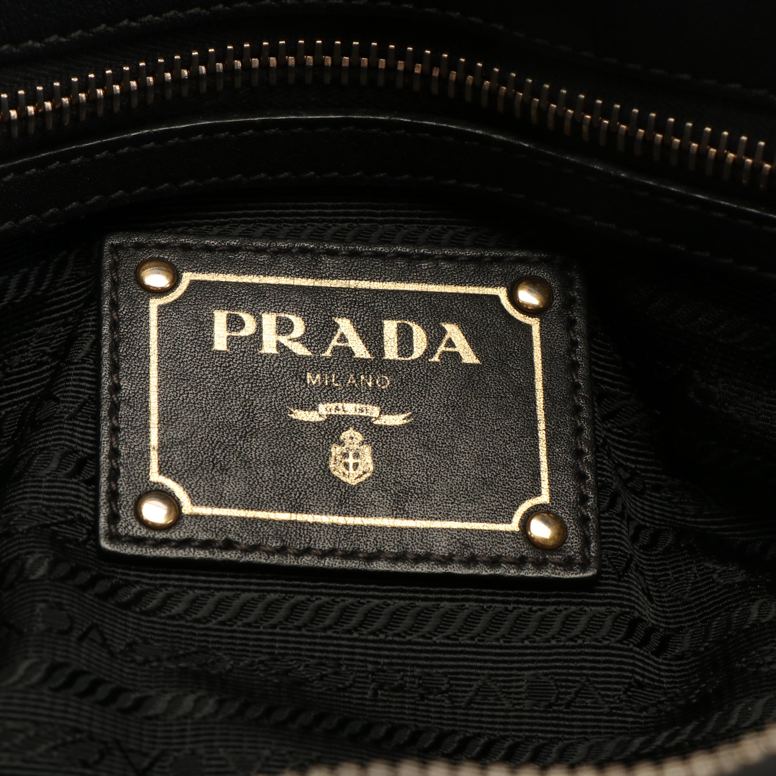 Prada Top Handle Satchel Bag in Black Tessuto Nylon