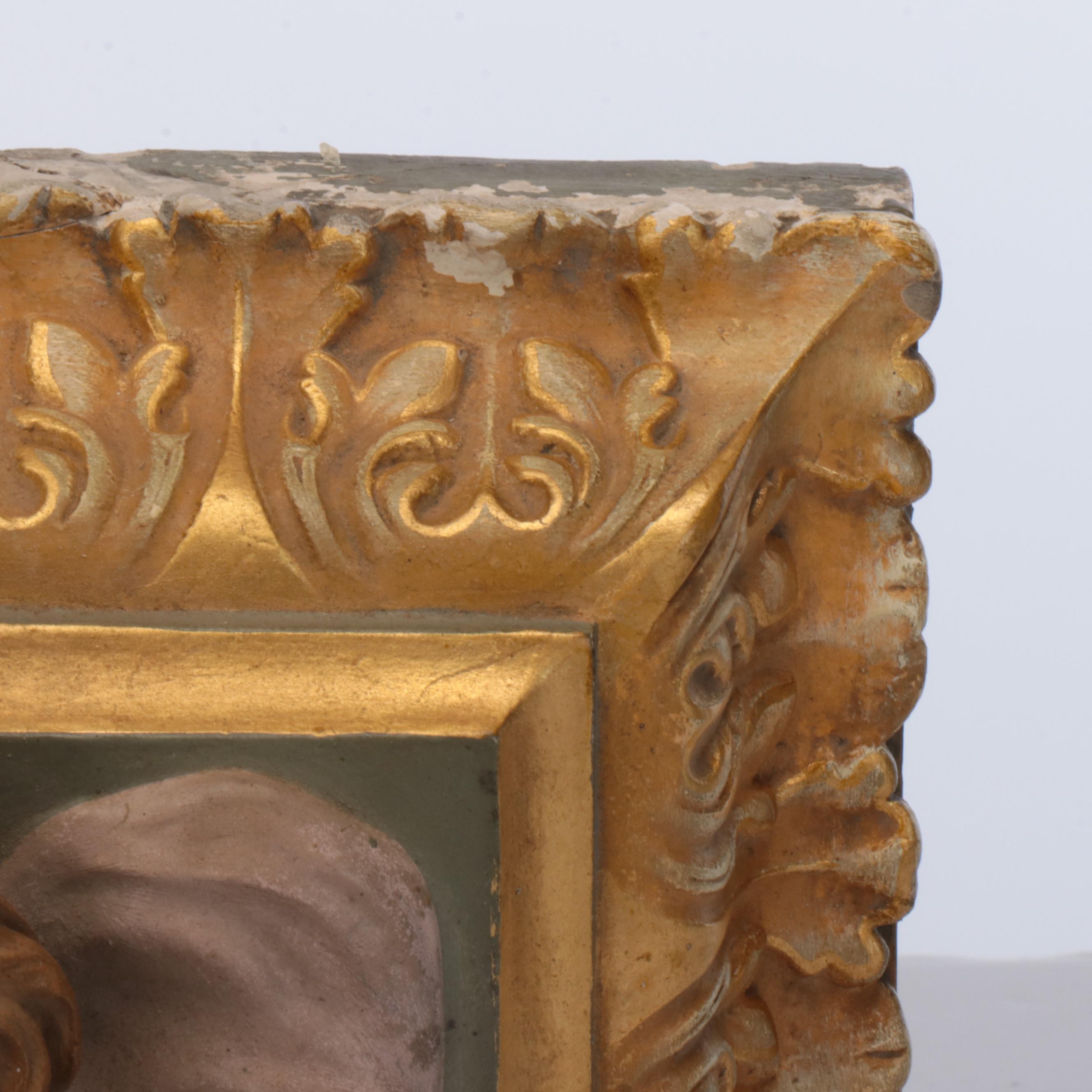 Hand-Painted Cast Plaster Church Architectural Element with Cherub Frieze