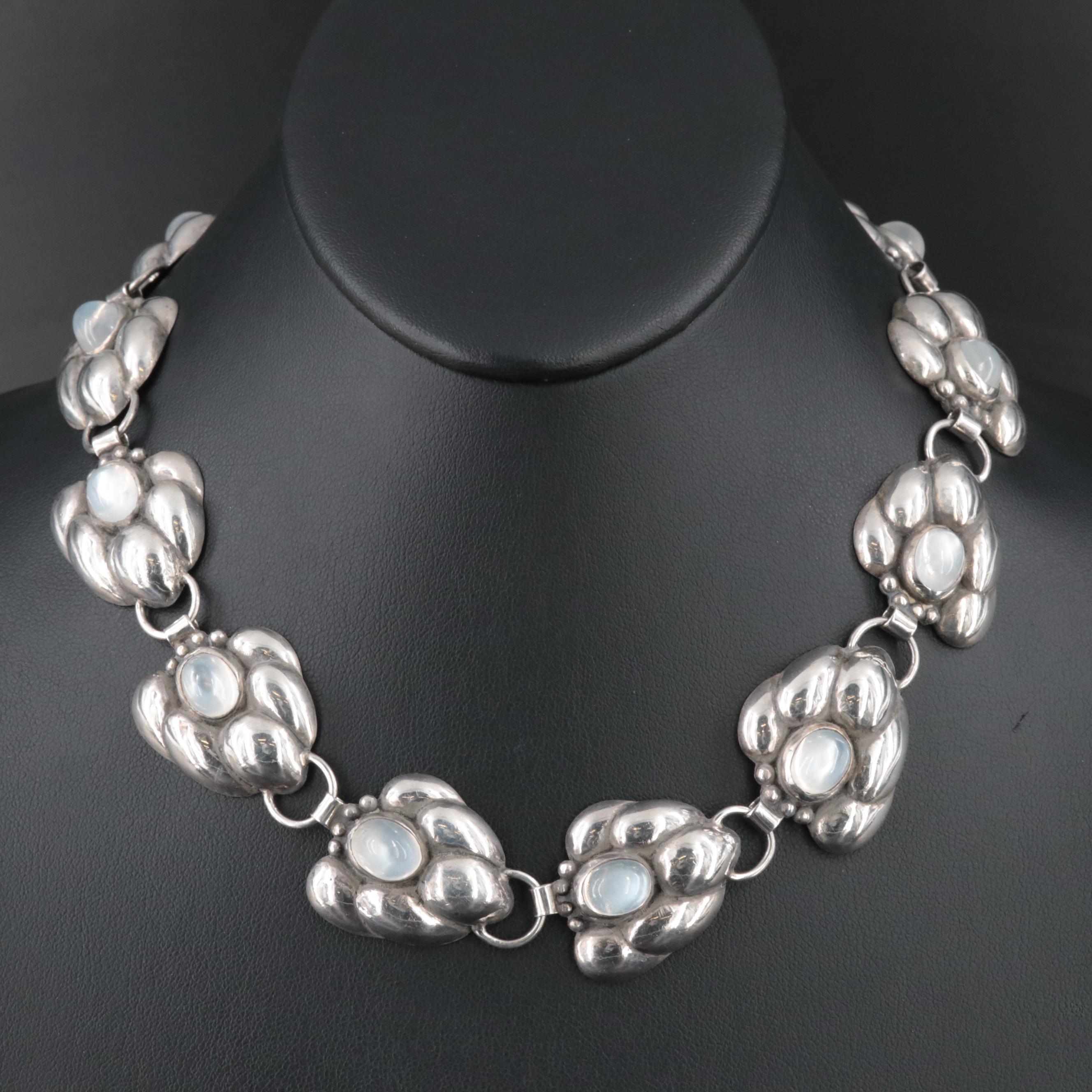 Modernist Gilbert Original Sterling Moonstone Necklace