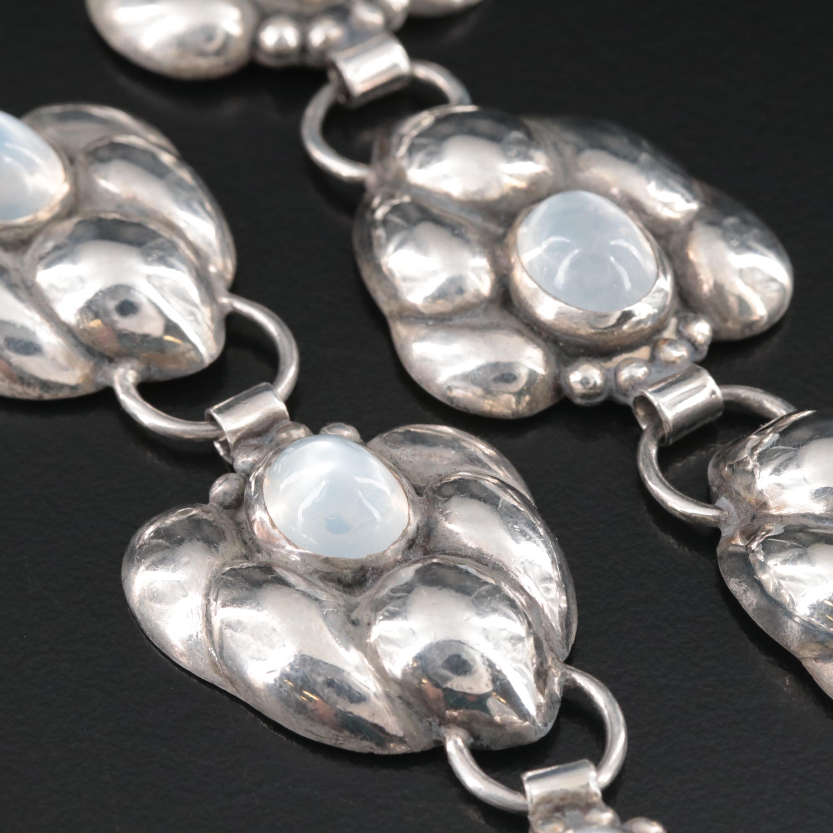 Modernist Gilbert Original Sterling Moonstone Necklace