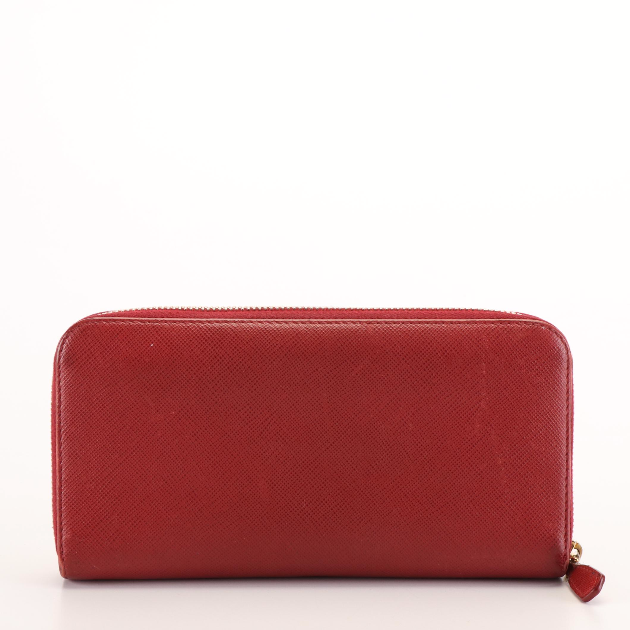 Prada Continental Wallet in Red Saffiano Leather