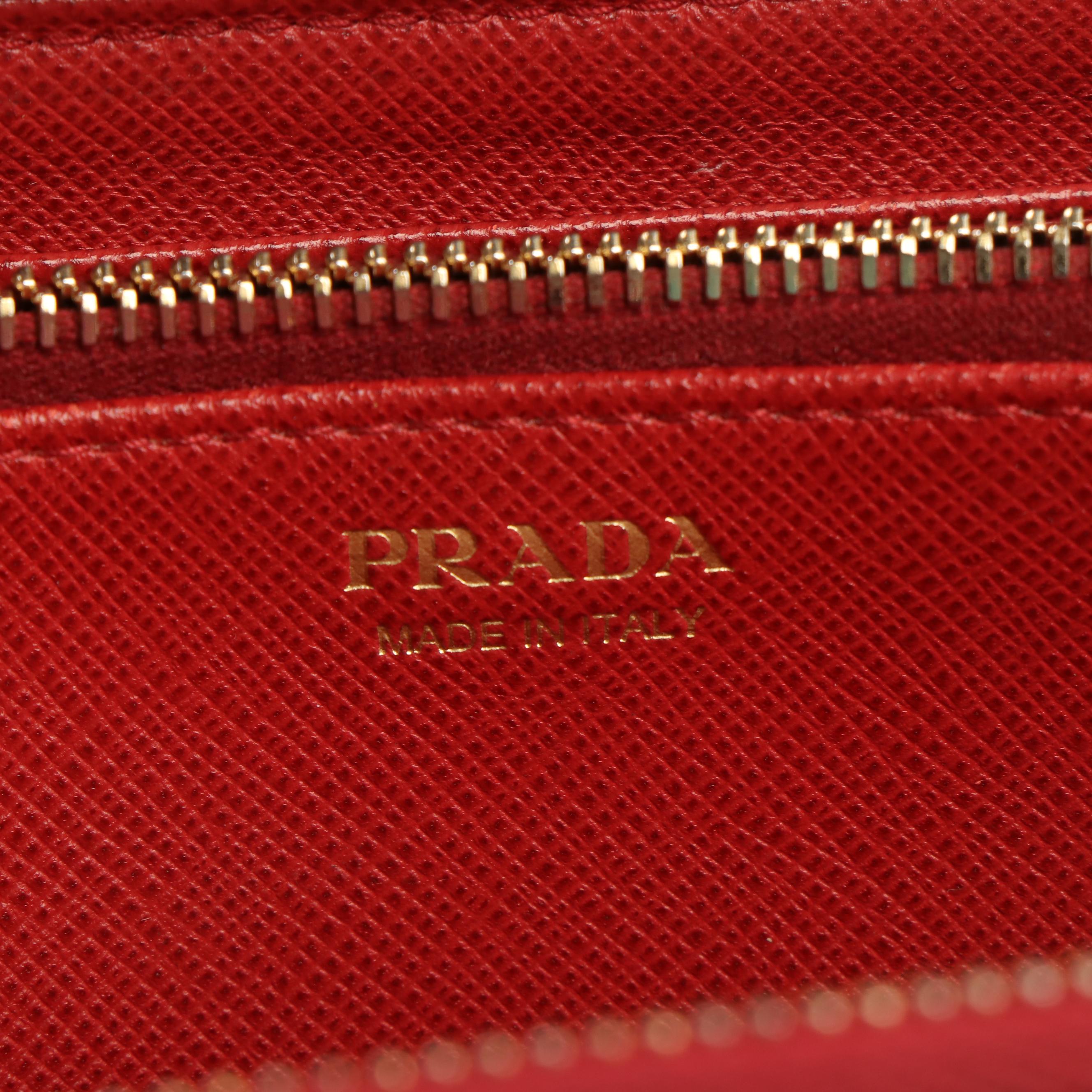 Prada Continental Wallet in Red Saffiano Leather