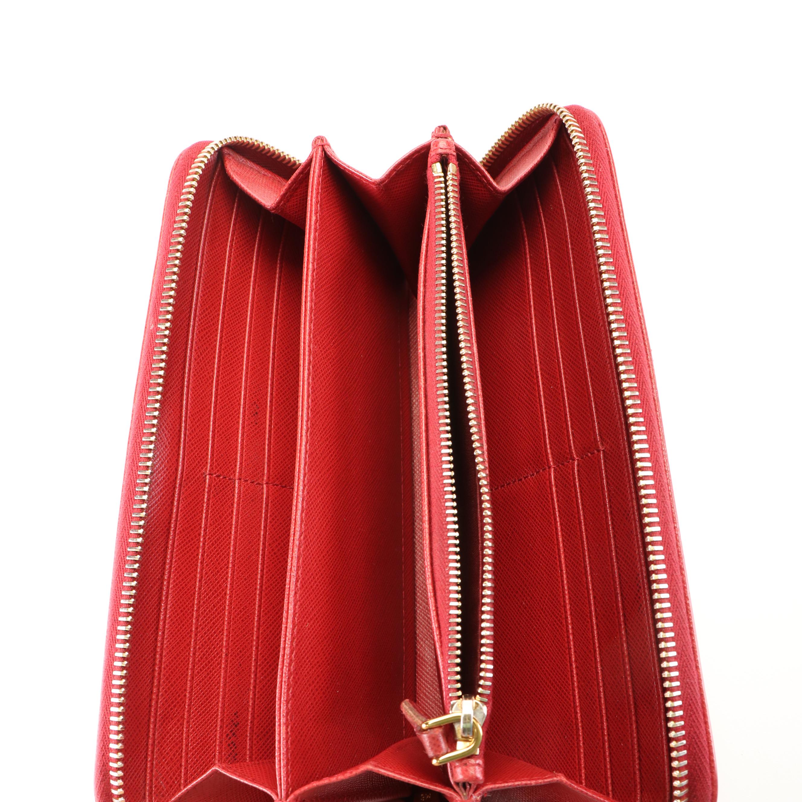 Prada Continental Wallet in Red Saffiano Leather
