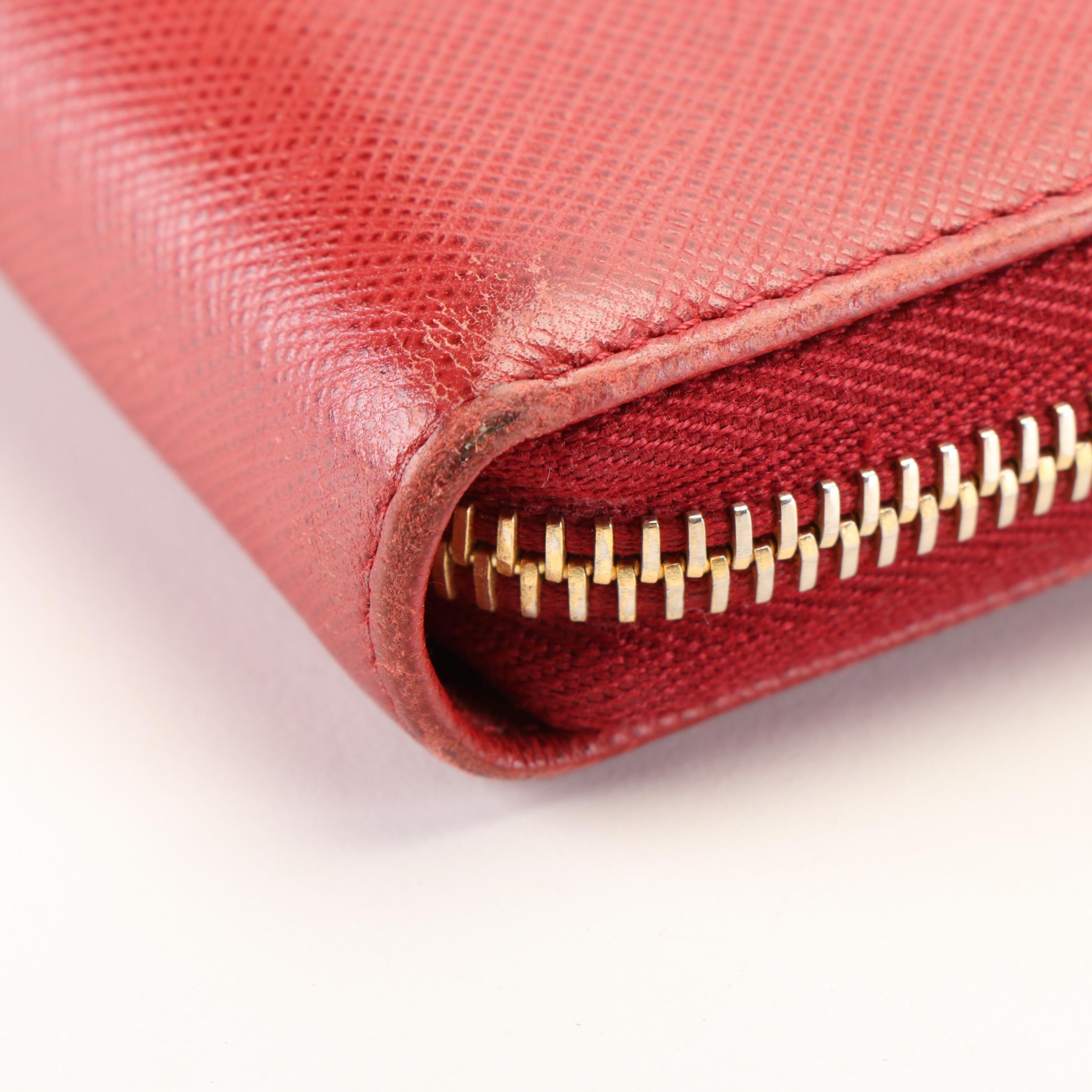 Prada Continental Wallet in Red Saffiano Leather