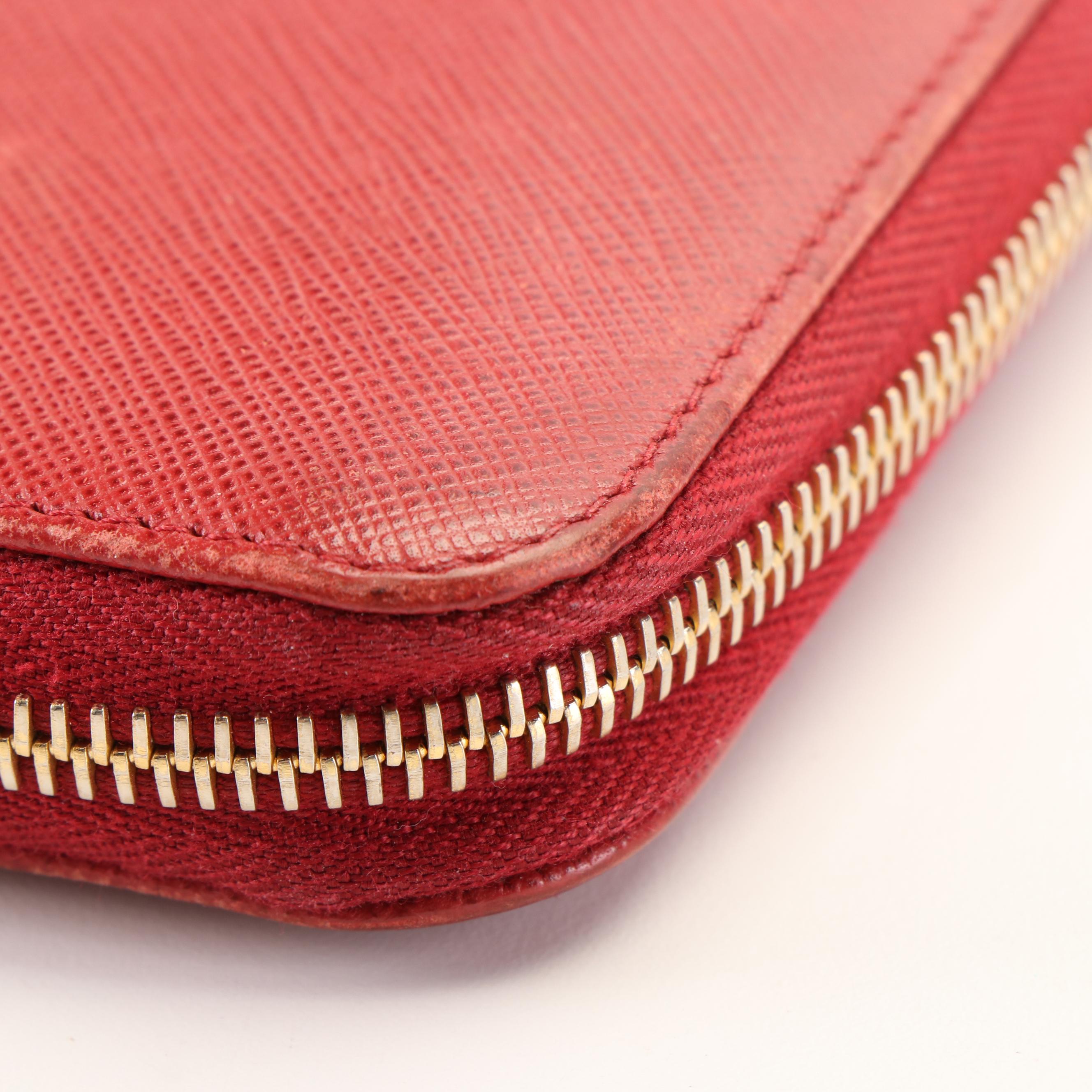 Prada Continental Wallet in Red Saffiano Leather