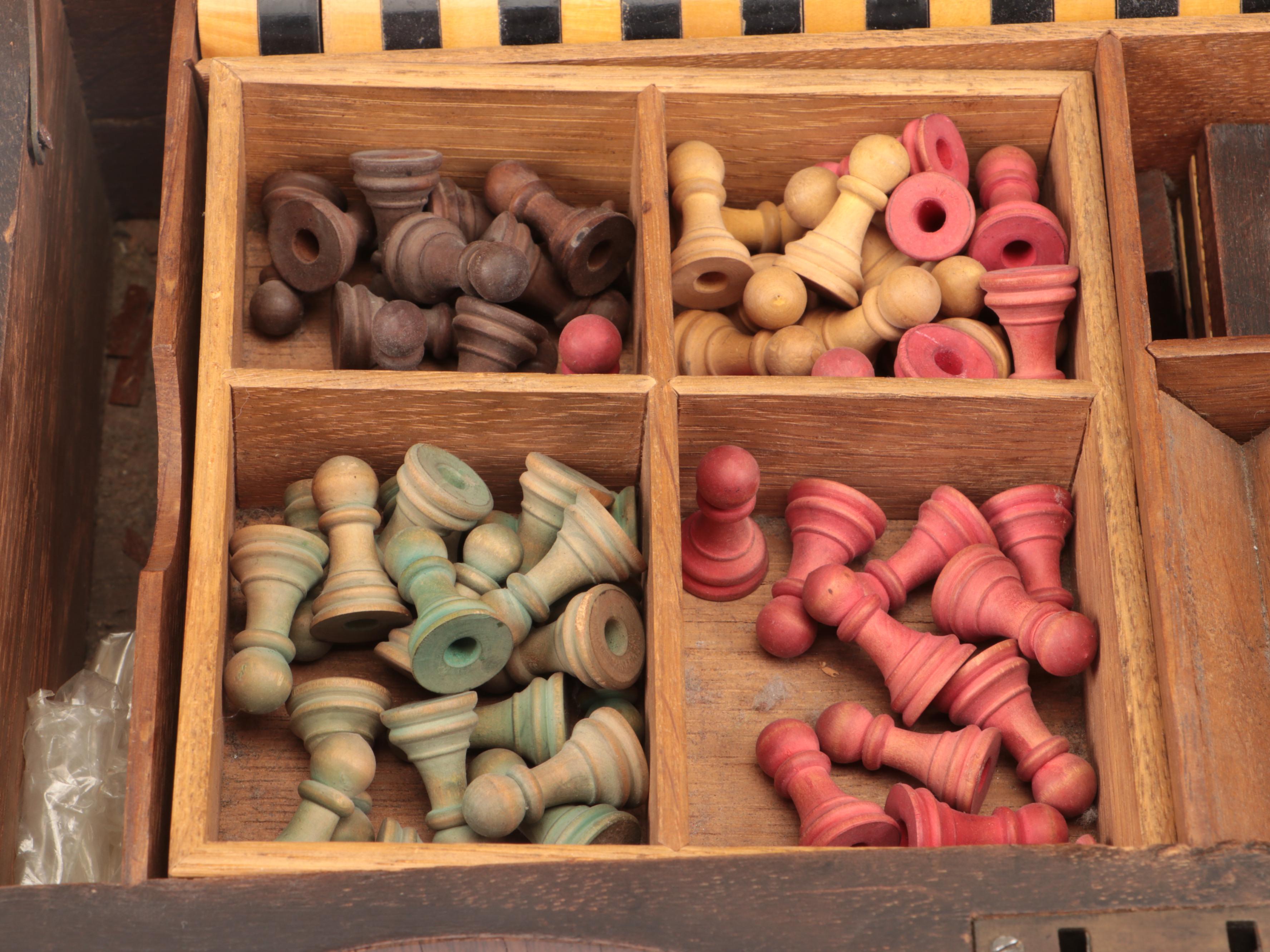 Metal Mounted Wood Game Compendium, Early 20th Century