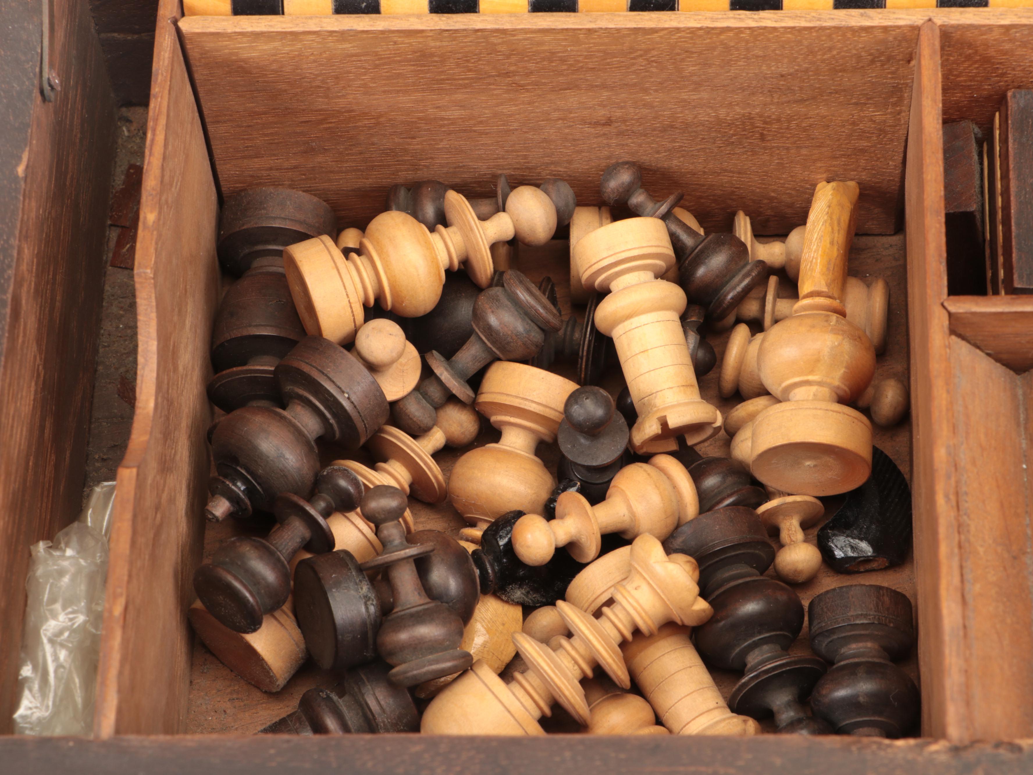 Metal Mounted Wood Game Compendium, Early 20th Century