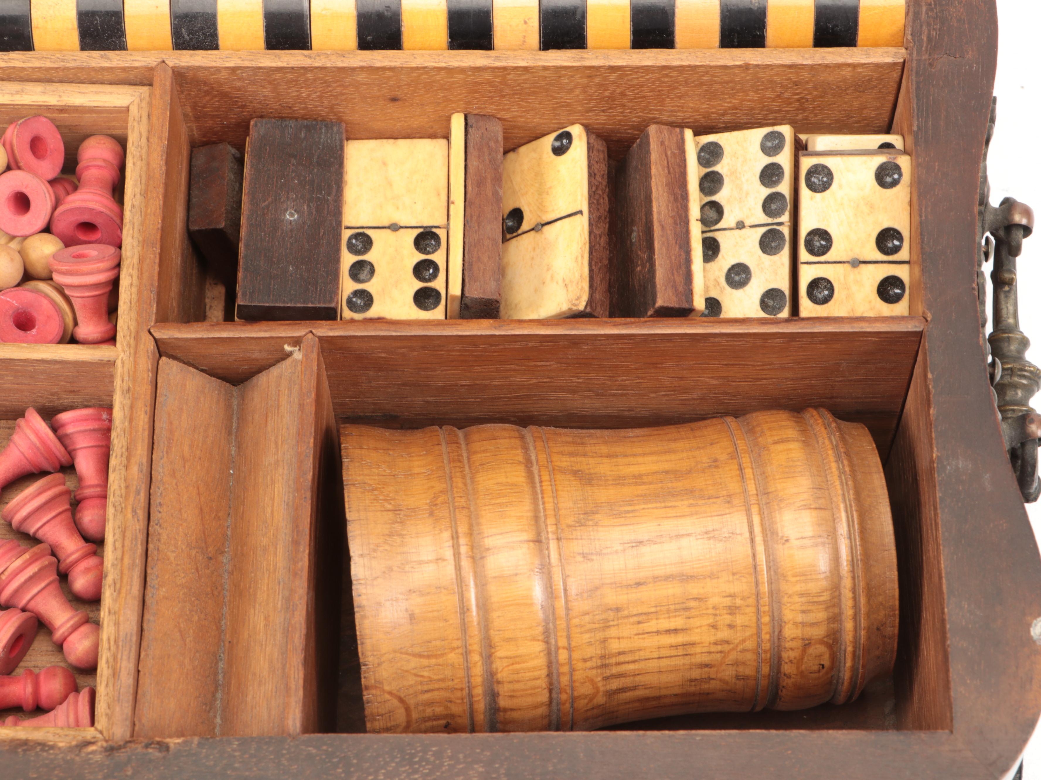 Metal Mounted Wood Game Compendium, Early 20th Century