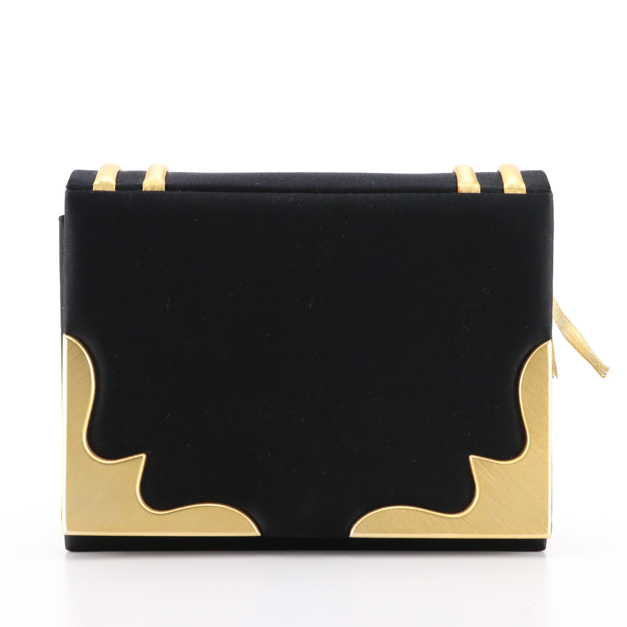 Paloma Picasso Evening Crossbody in Black Satin and Chunky Link Chain Belt