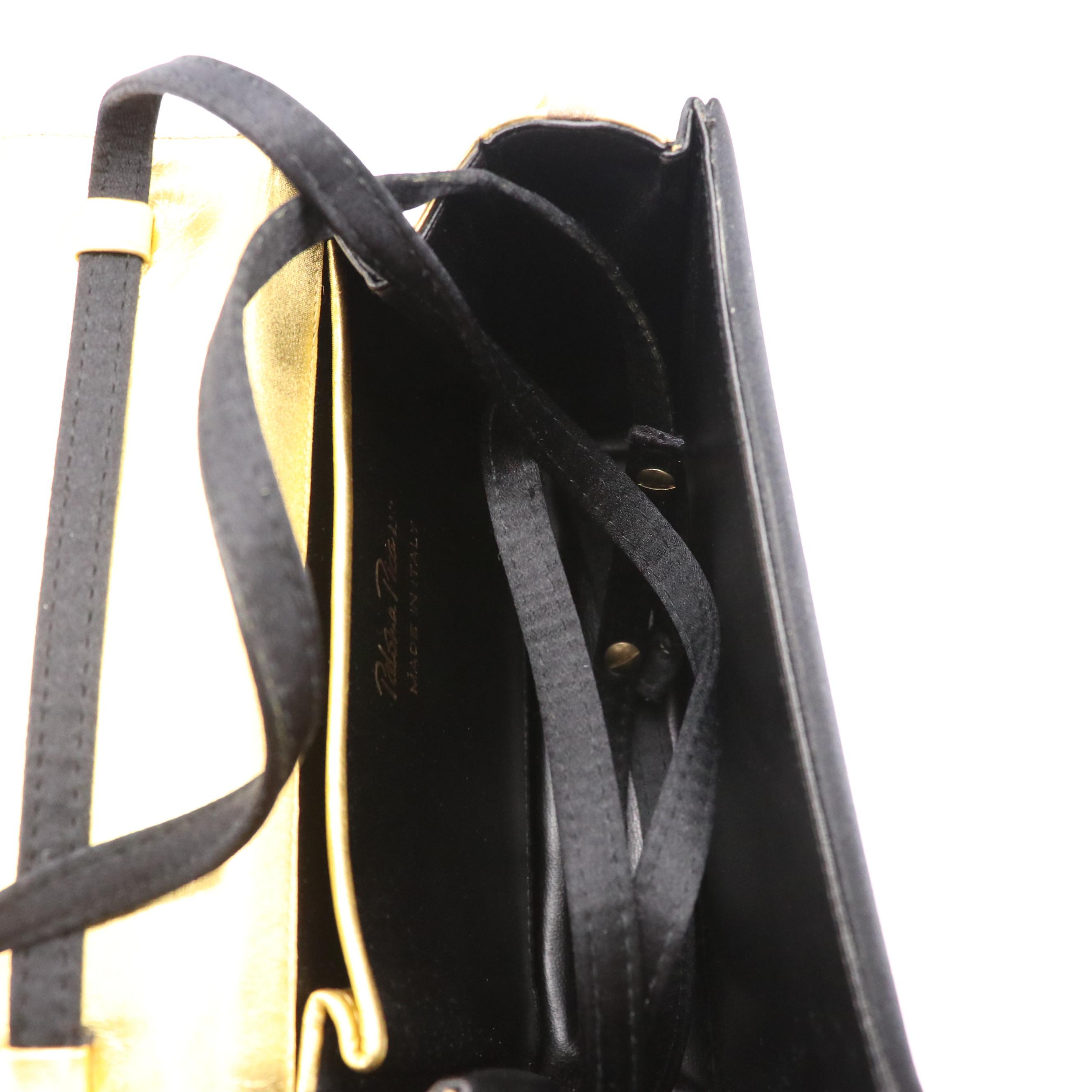 Paloma Picasso Evening Crossbody in Black Satin and Chunky Link Chain Belt