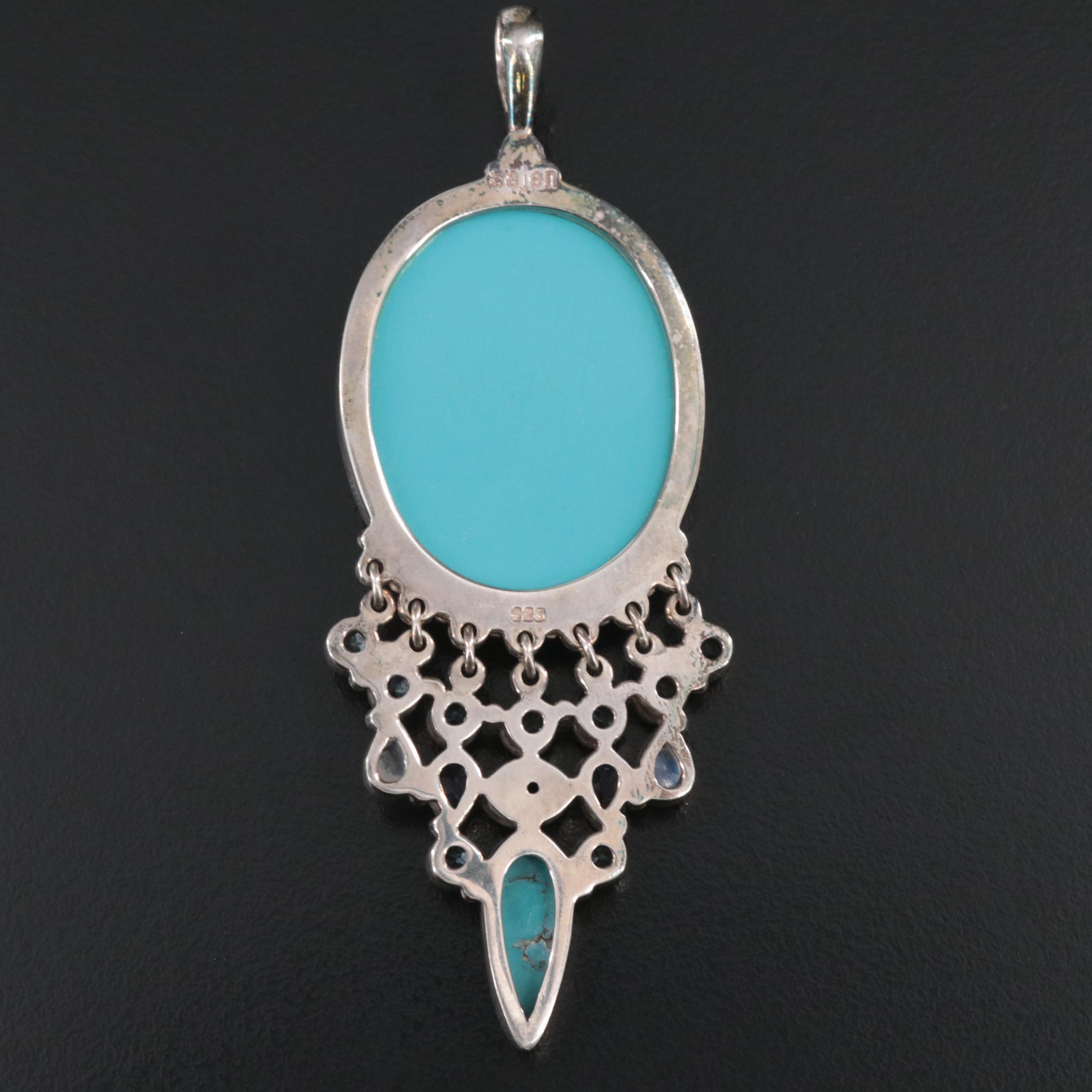 Sajen Sterling Turquoise, Moonstone, Topaz, and Gemstone Pendant