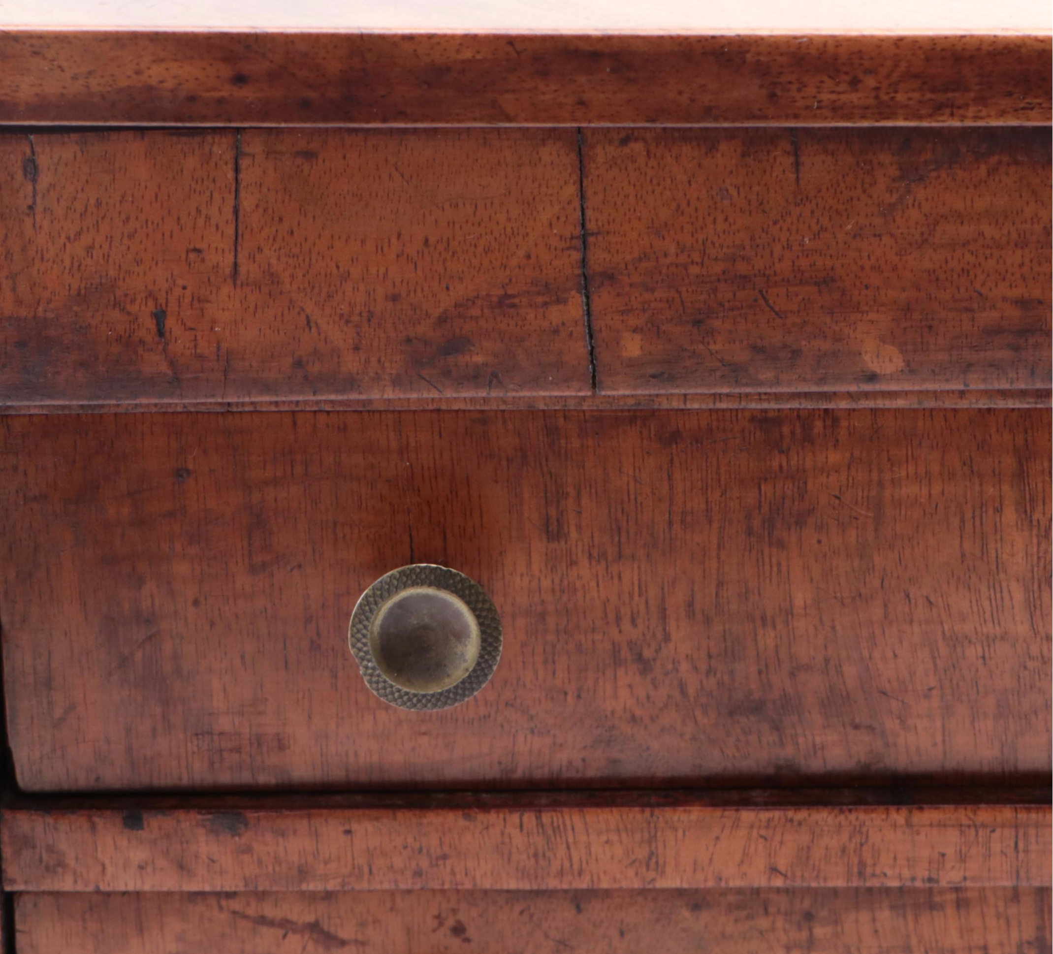 Miniature Biedermeier Flame Walnut Four-Drawer Chest, Early to Mid-19th C.