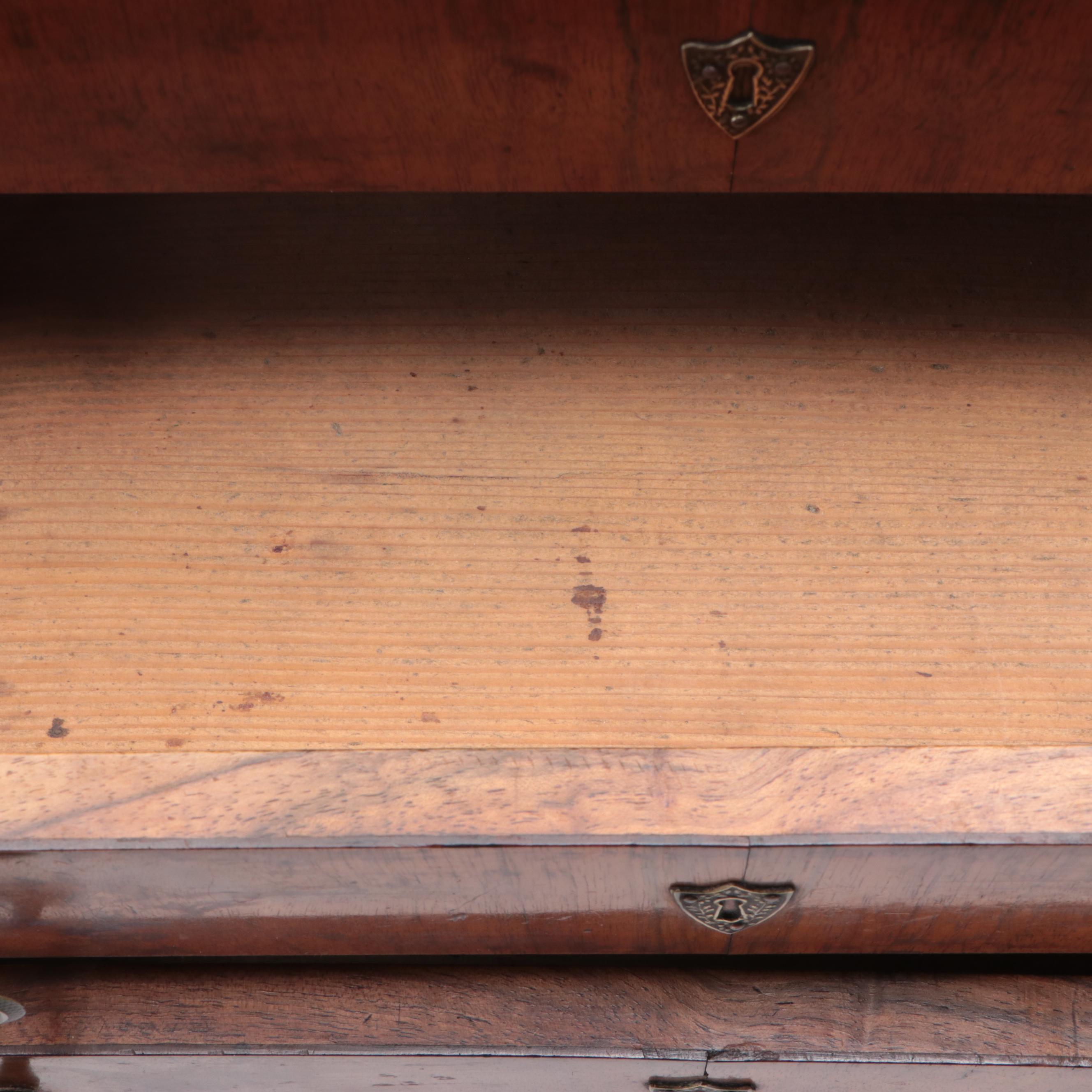 Miniature Biedermeier Flame Walnut Four-Drawer Chest, Early to Mid-19th C.