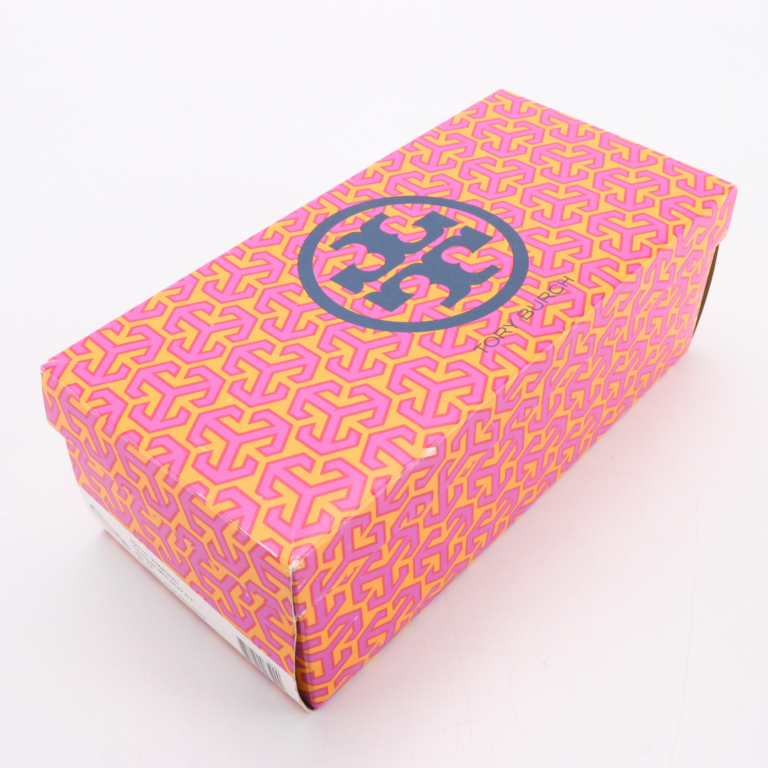 Tory Burch Reva Ballerina Flats in Navy Blue Leather with Box