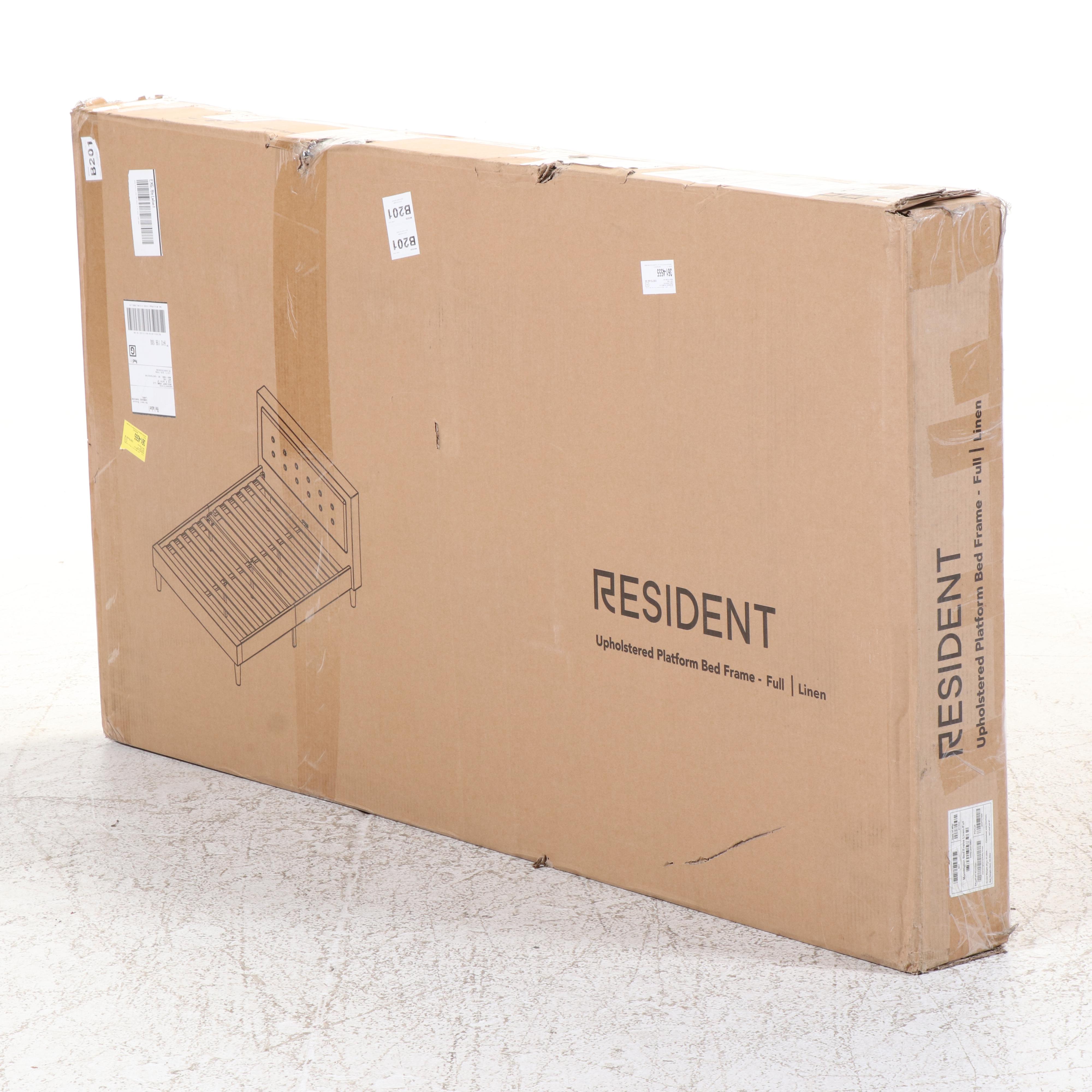 Resident Home Full Size Linen-Upholstered Headboard and Platform Bed Frame