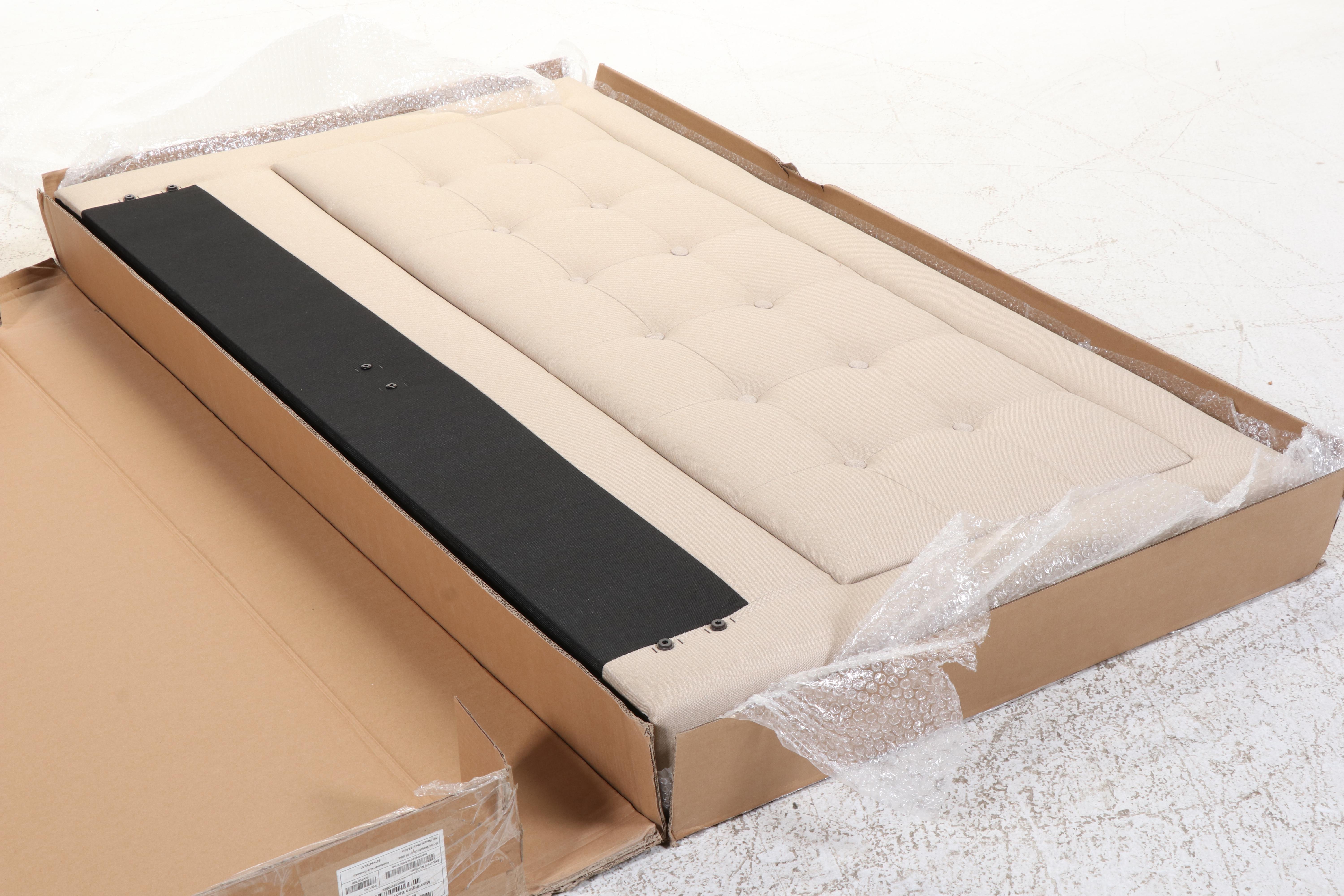 Resident Home Full Size Linen-Upholstered Headboard and Platform Bed Frame