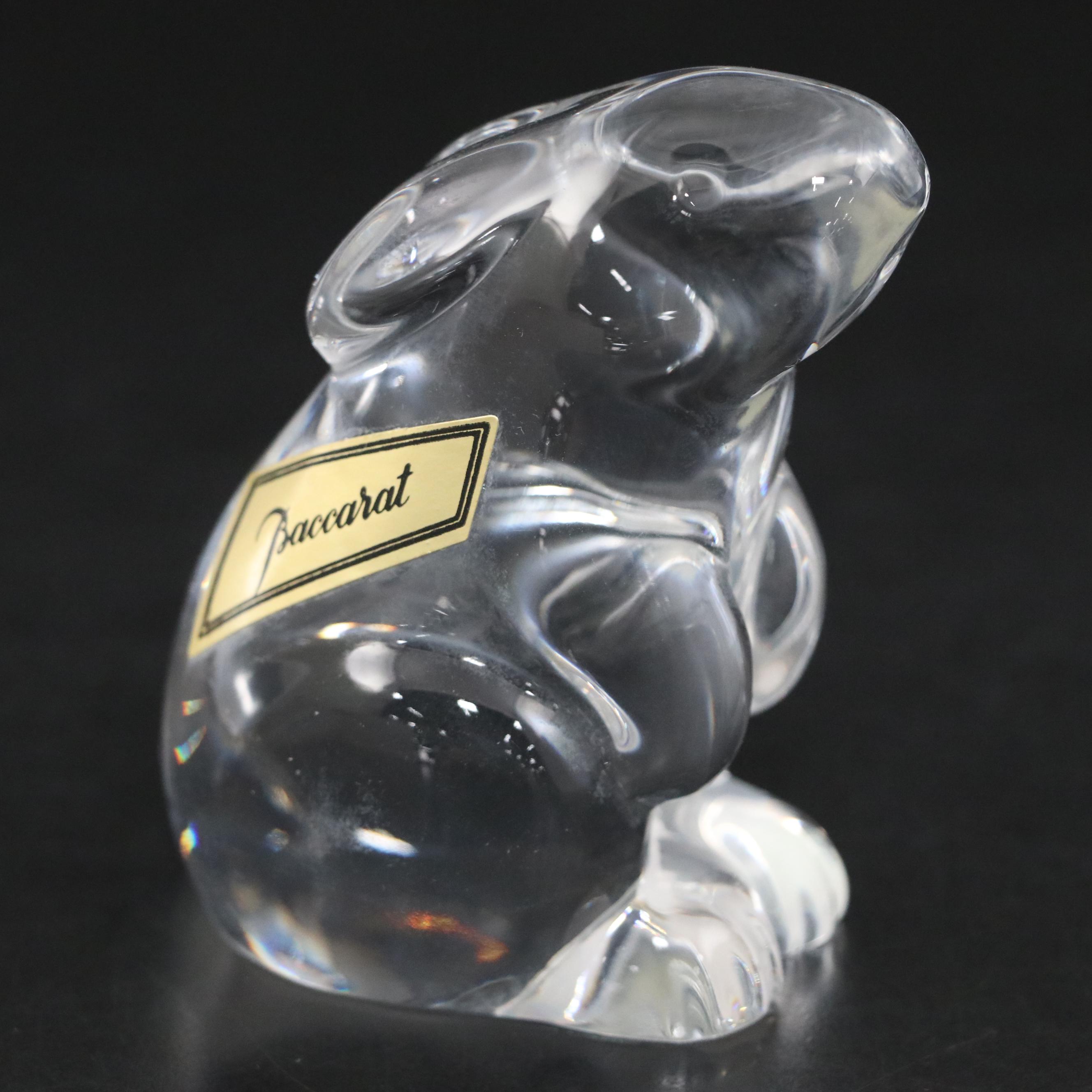 Baccarat Crystal Rabbit Figurine with Other Crystal Bird Figurines