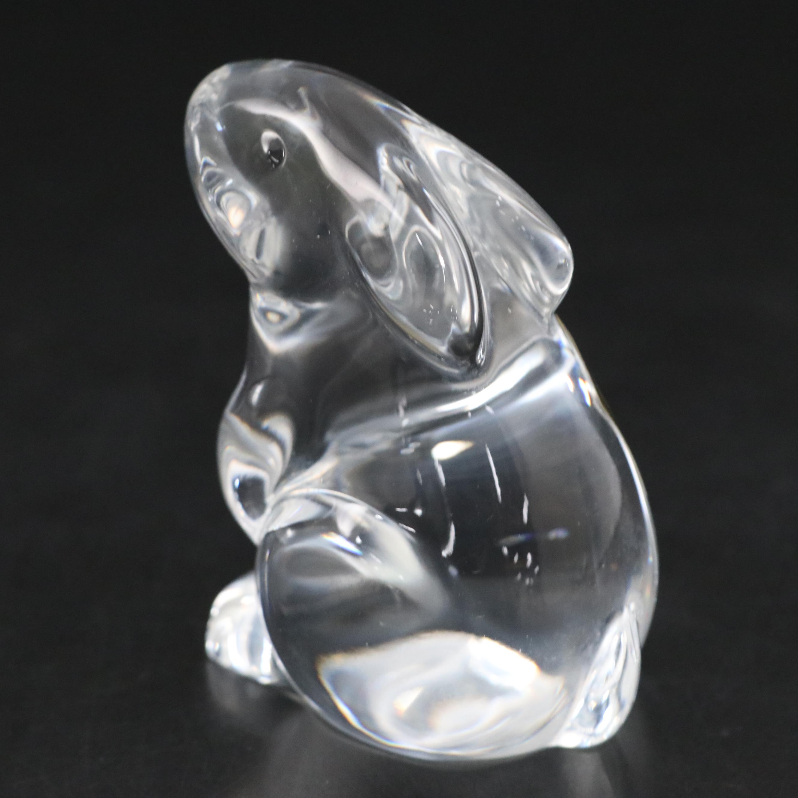 Baccarat Crystal Rabbit Figurine with Other Crystal Bird Figurines