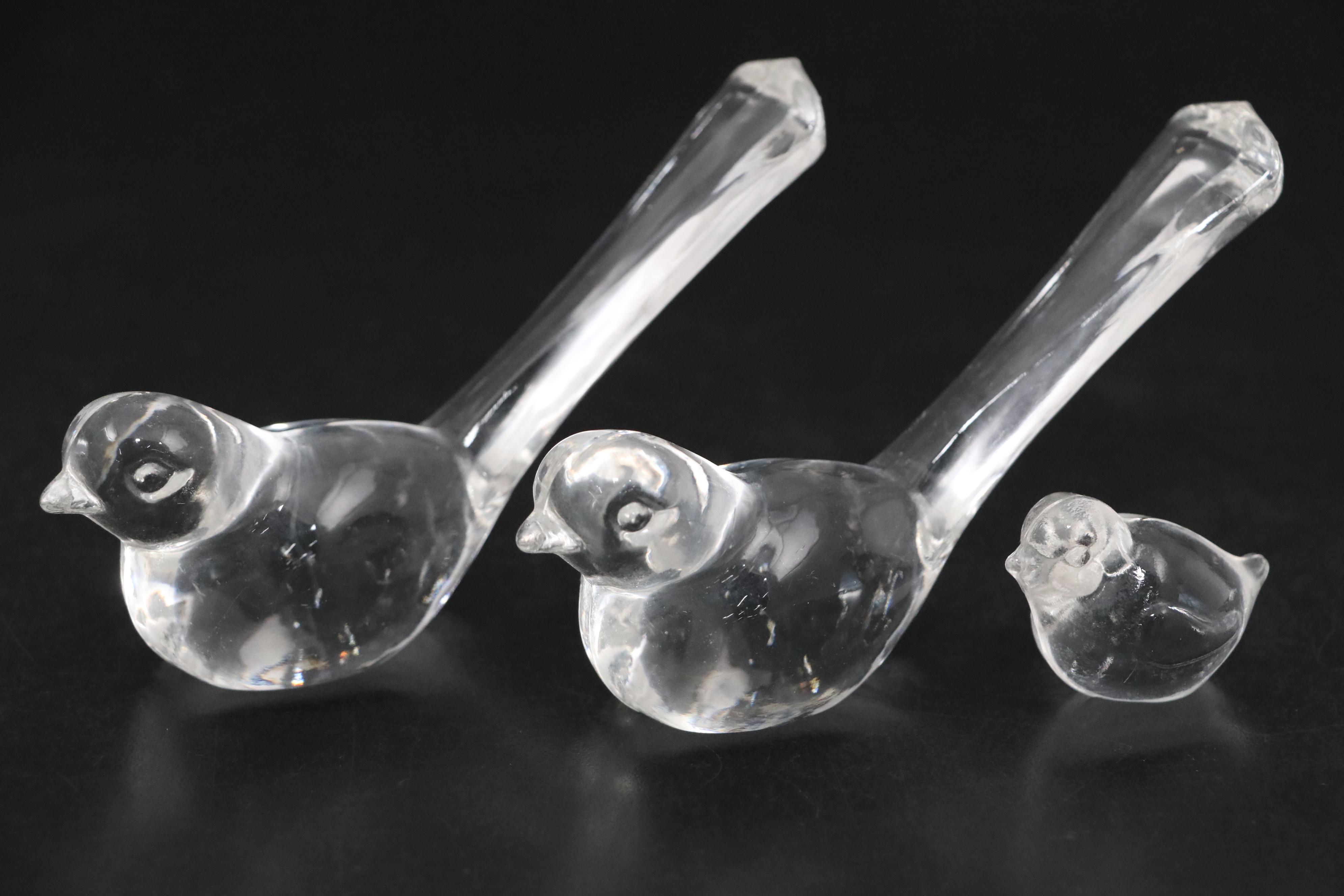 Baccarat Crystal Rabbit Figurine with Other Crystal Bird Figurines