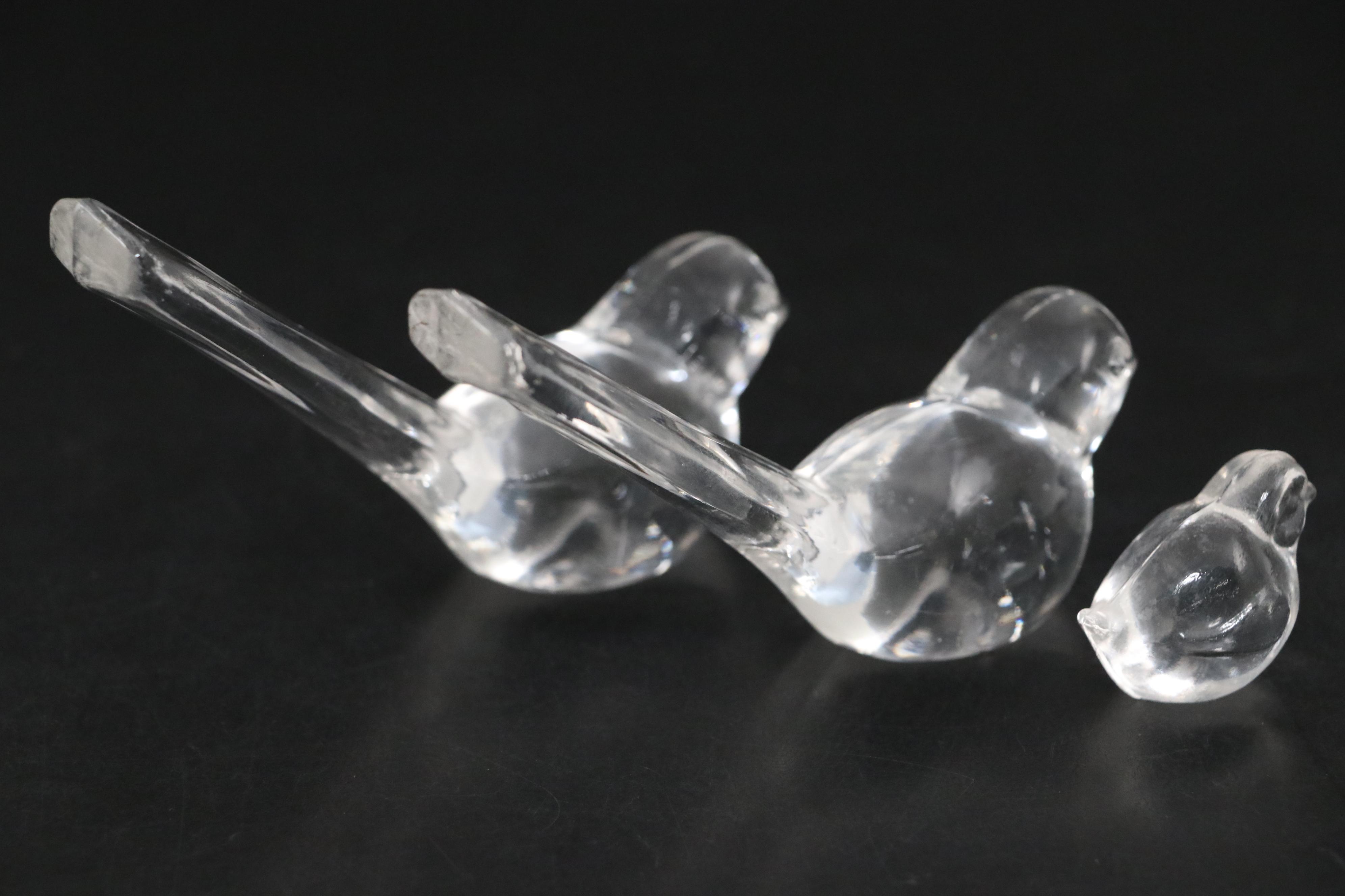 Baccarat Crystal Rabbit Figurine with Other Crystal Bird Figurines