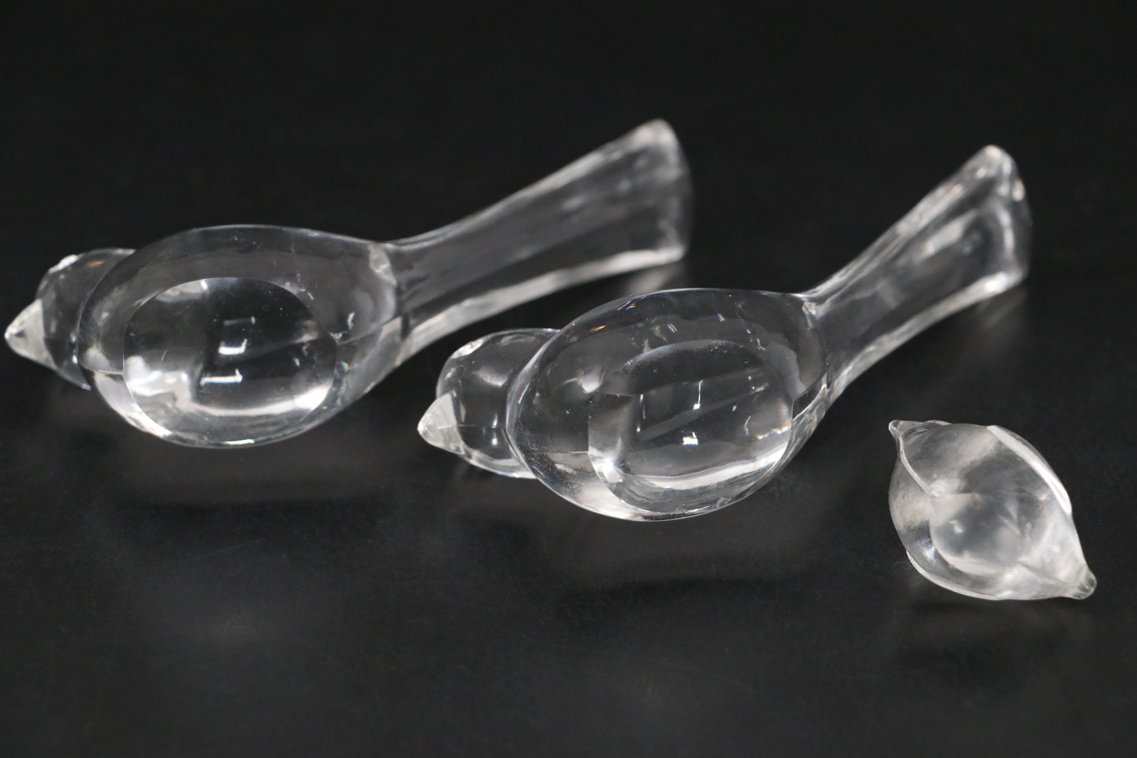 Baccarat Crystal Rabbit Figurine with Other Crystal Bird Figurines