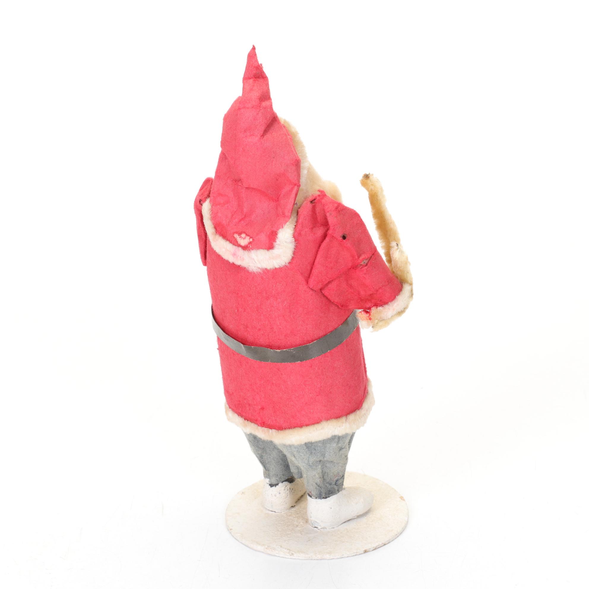 German Santa in Sleigh Figurine with Papier Mache Santa, Mid 20th Century