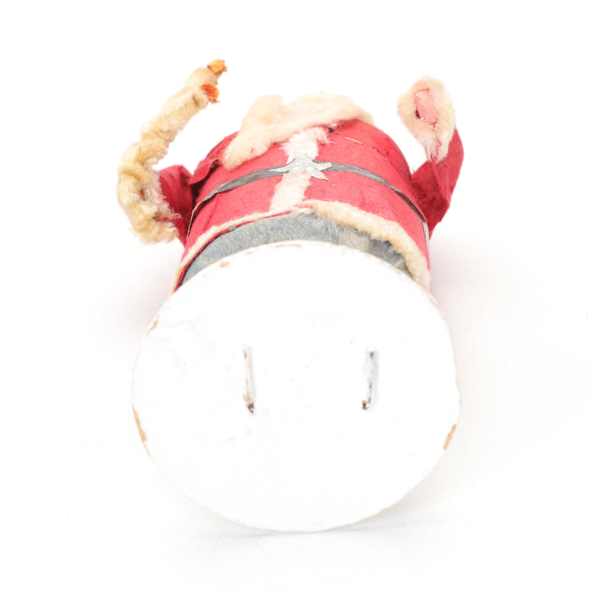 German Santa in Sleigh Figurine with Papier Mache Santa, Mid 20th Century