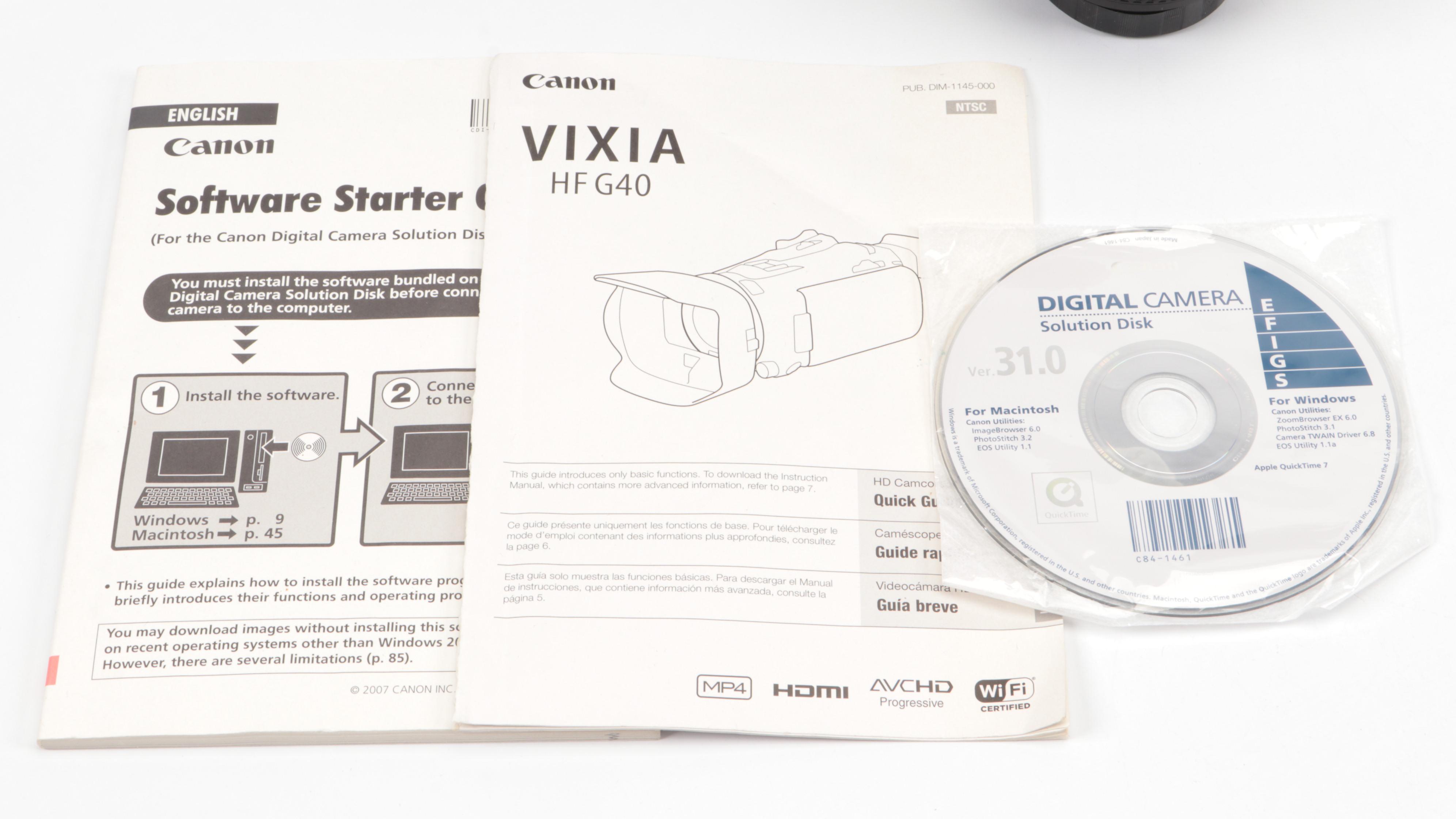 Canon Vixia HF G40 Camera with Accessories and Bag