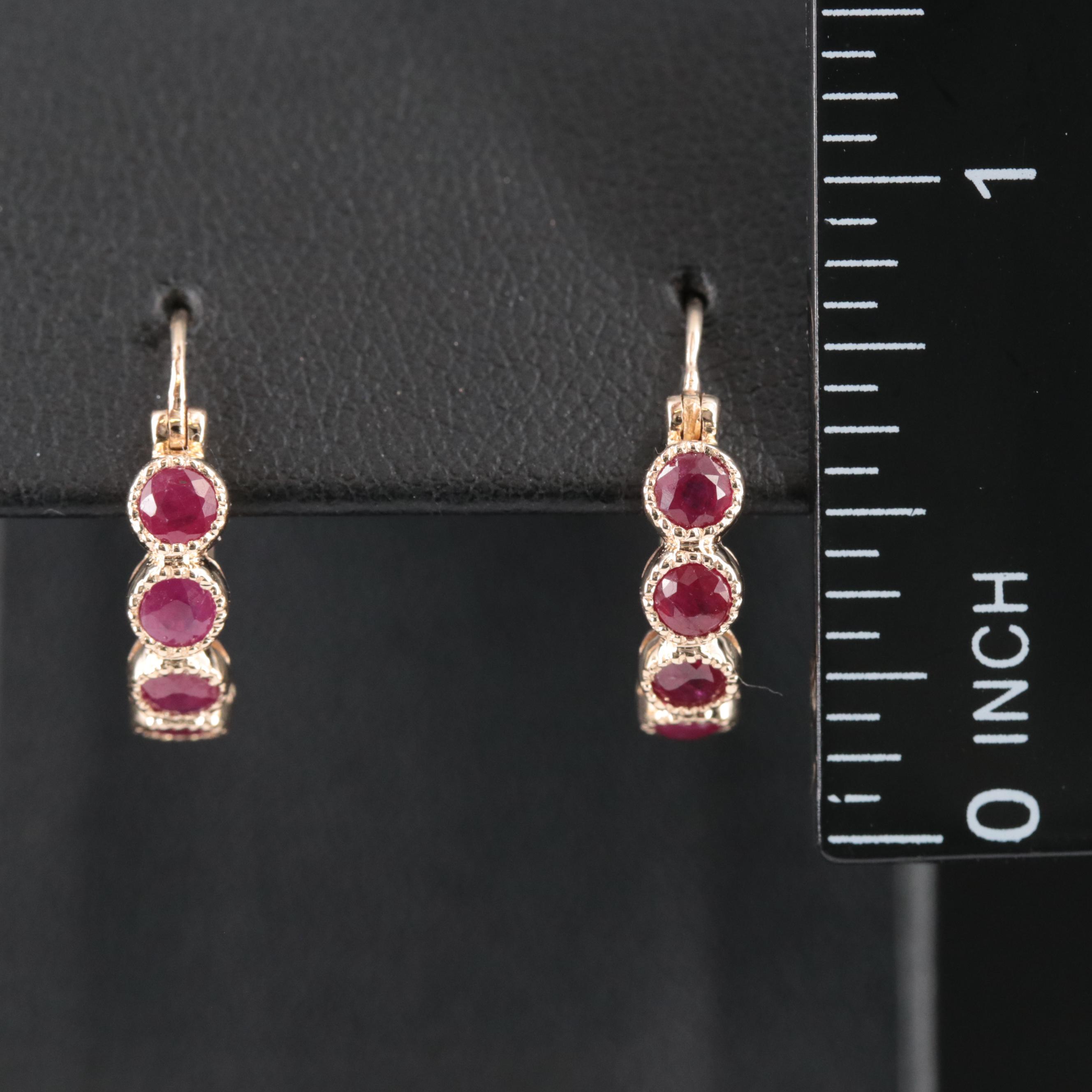 14K Ruby Hoop Earrings