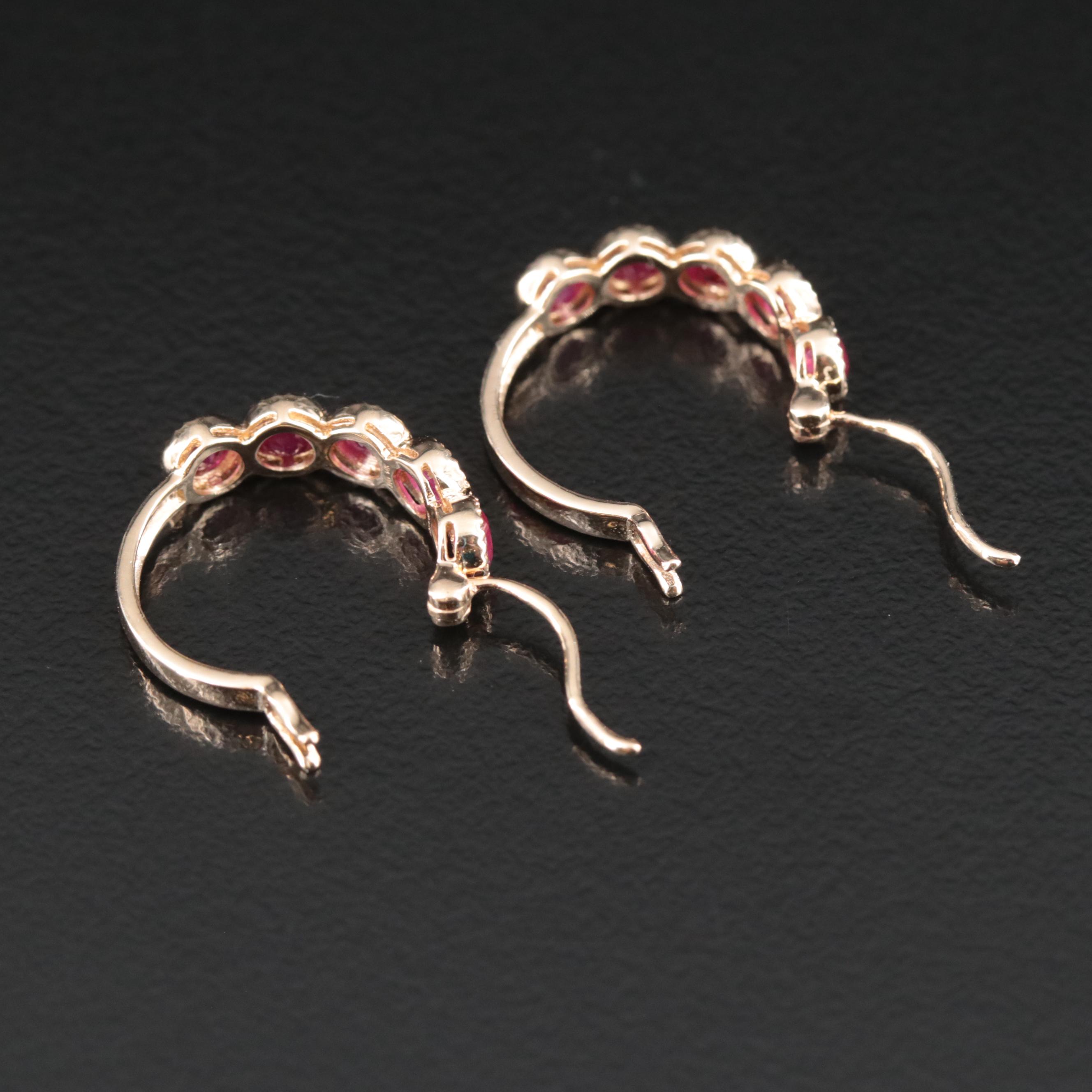14K Ruby Hoop Earrings