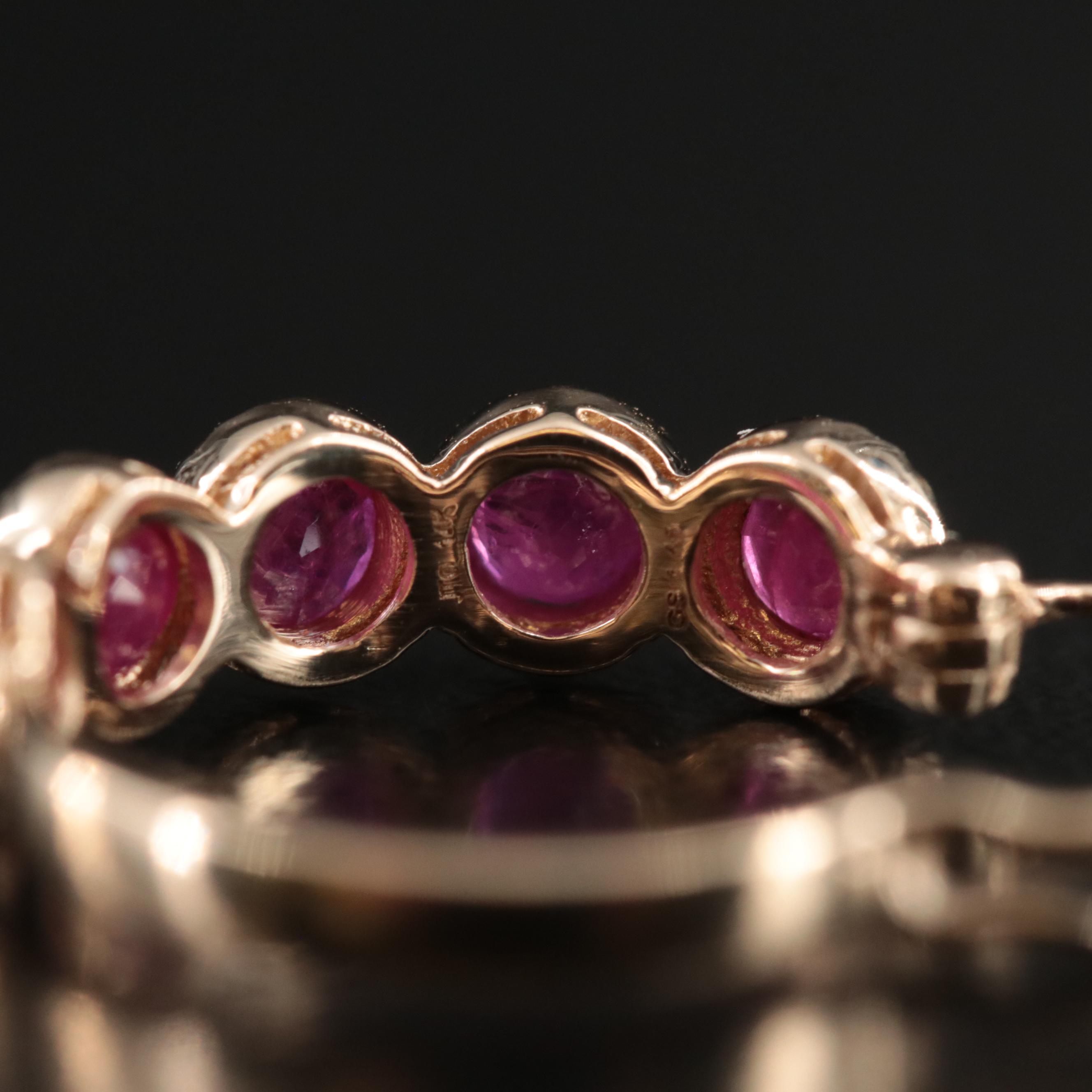 14K Ruby Hoop Earrings