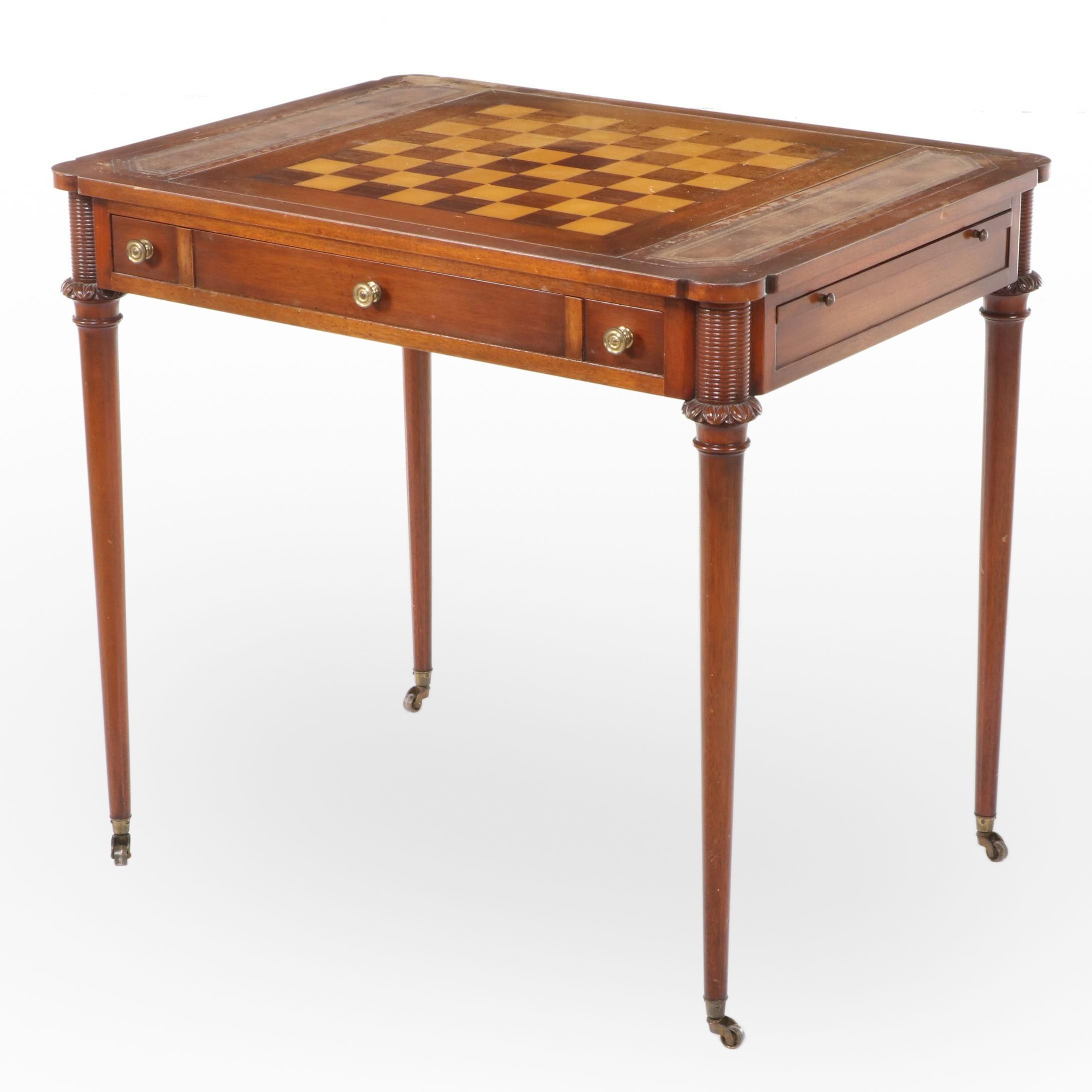 J S Designer Reproductions French Neoclassical Style Games Table, 1970s