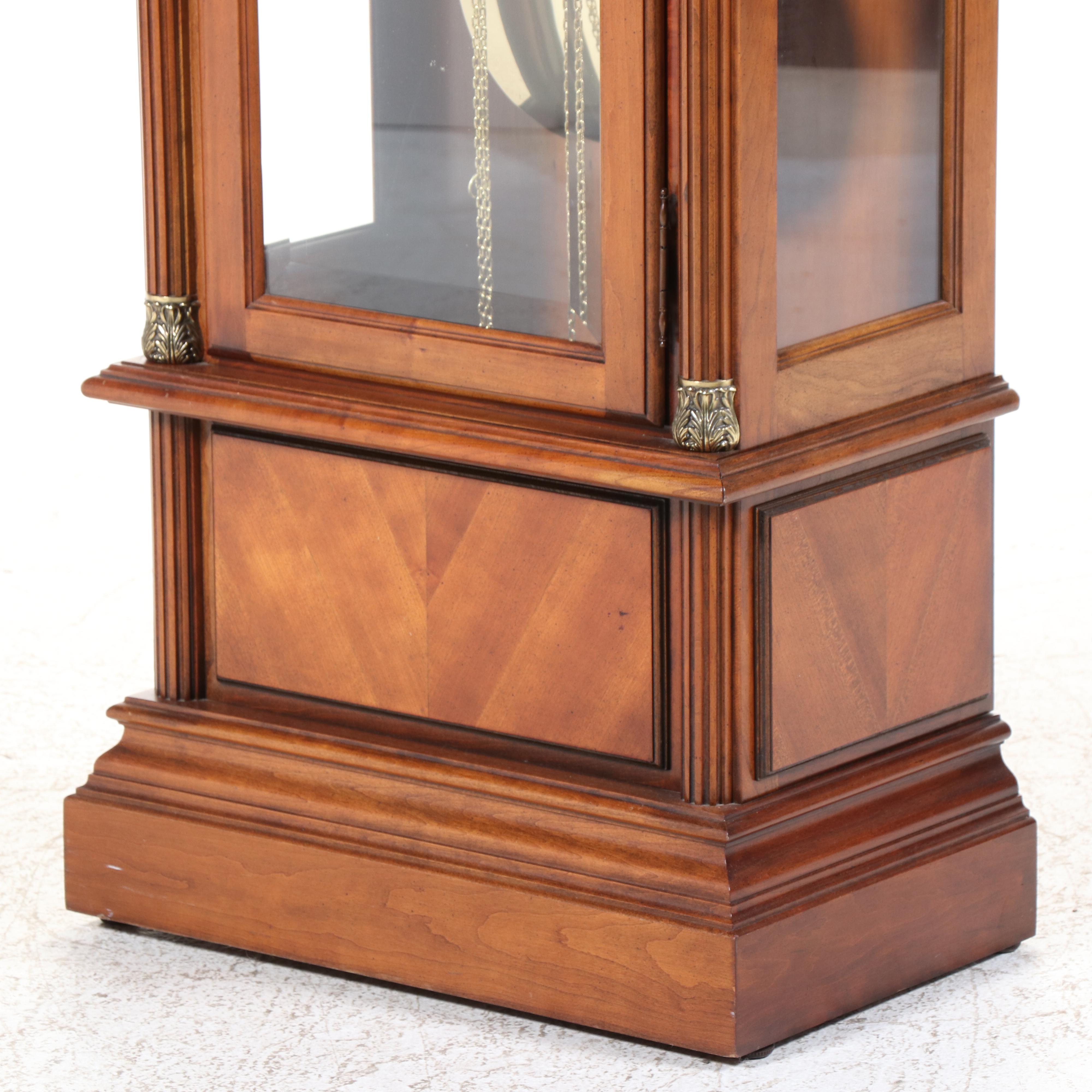 Howard Miller Bookmatched Veneer Wood Pendulum Grandfather Clock