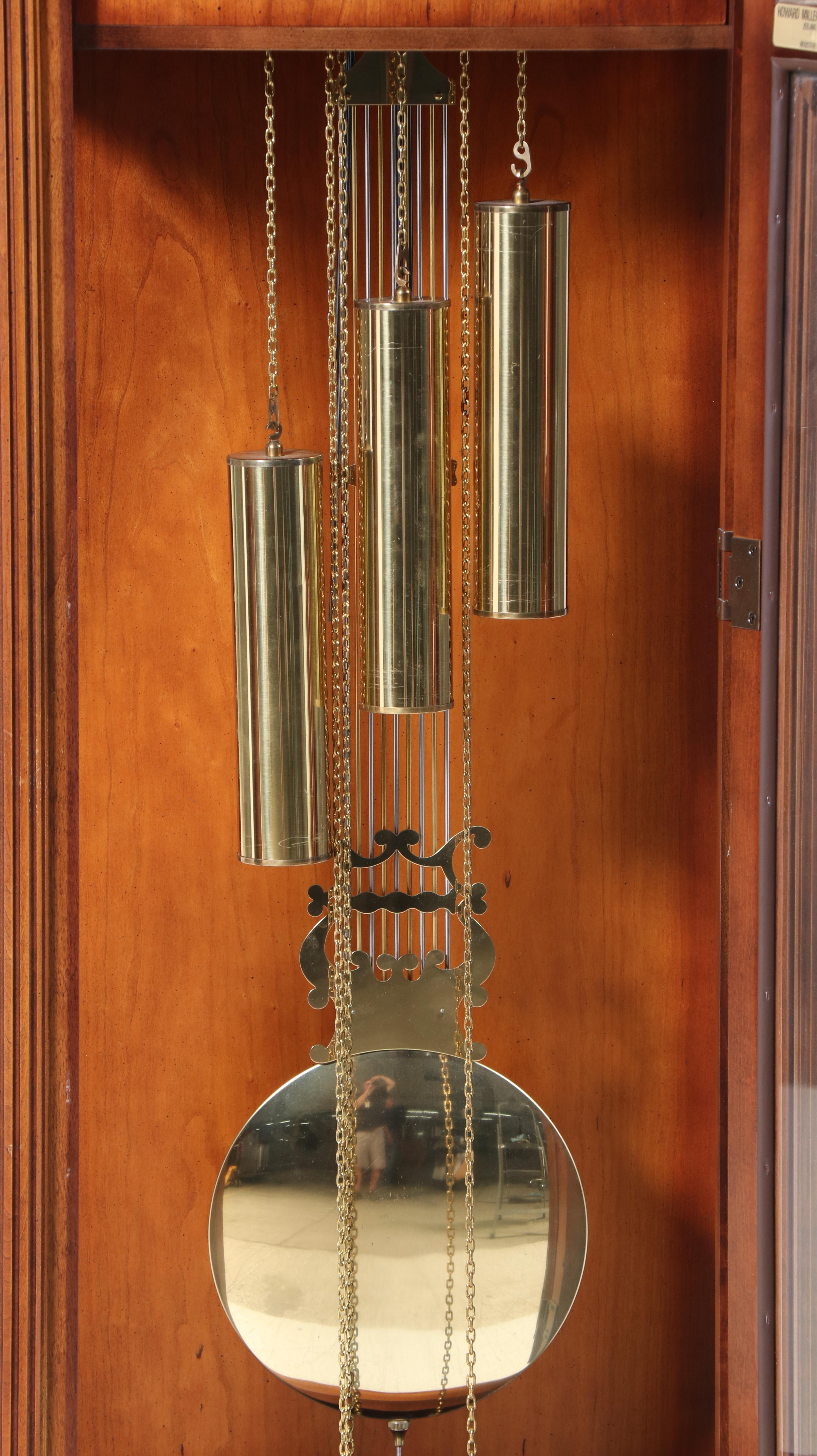 Howard Miller Bookmatched Veneer Wood Pendulum Grandfather Clock