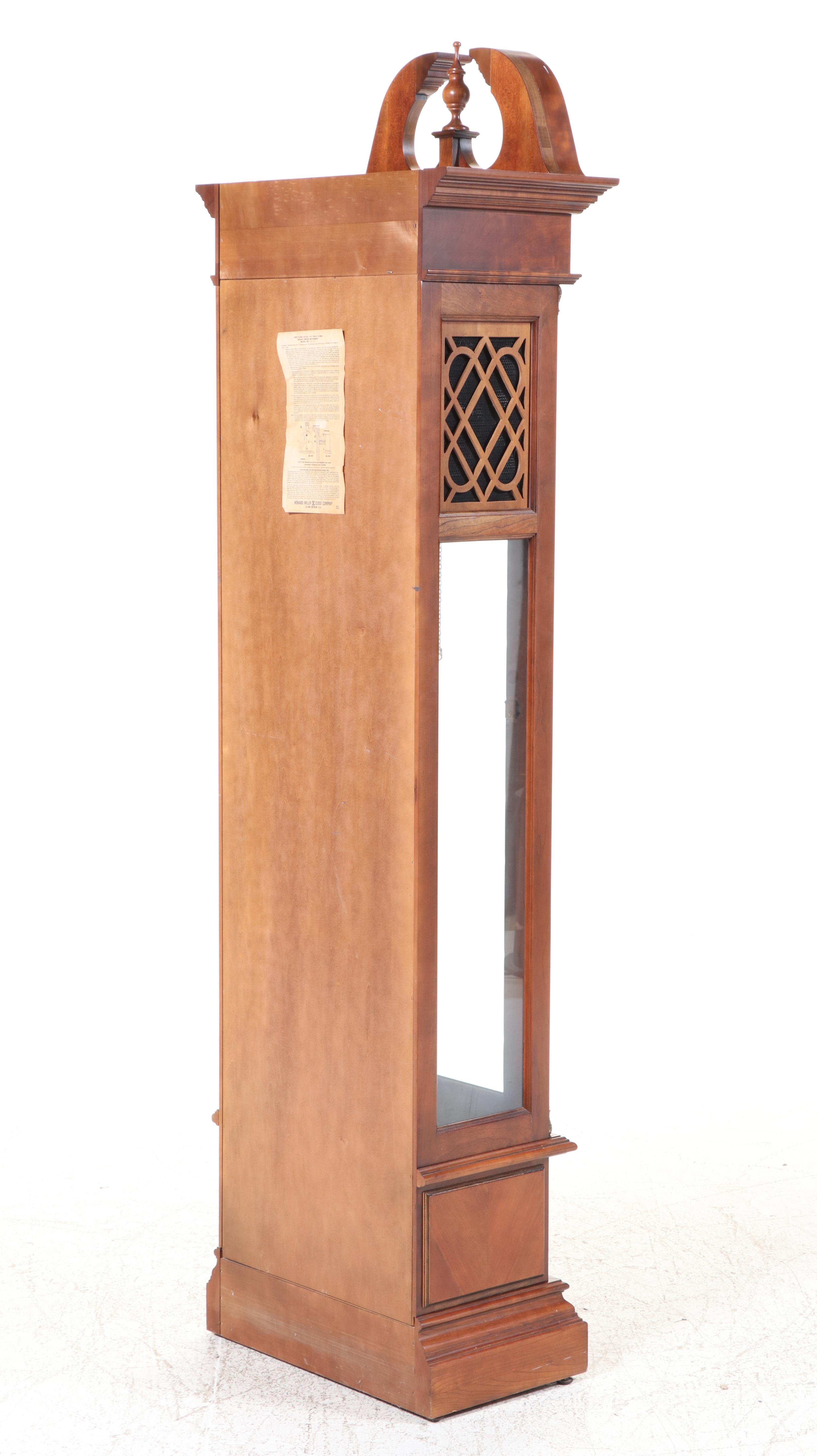 Howard Miller Bookmatched Veneer Wood Pendulum Grandfather Clock