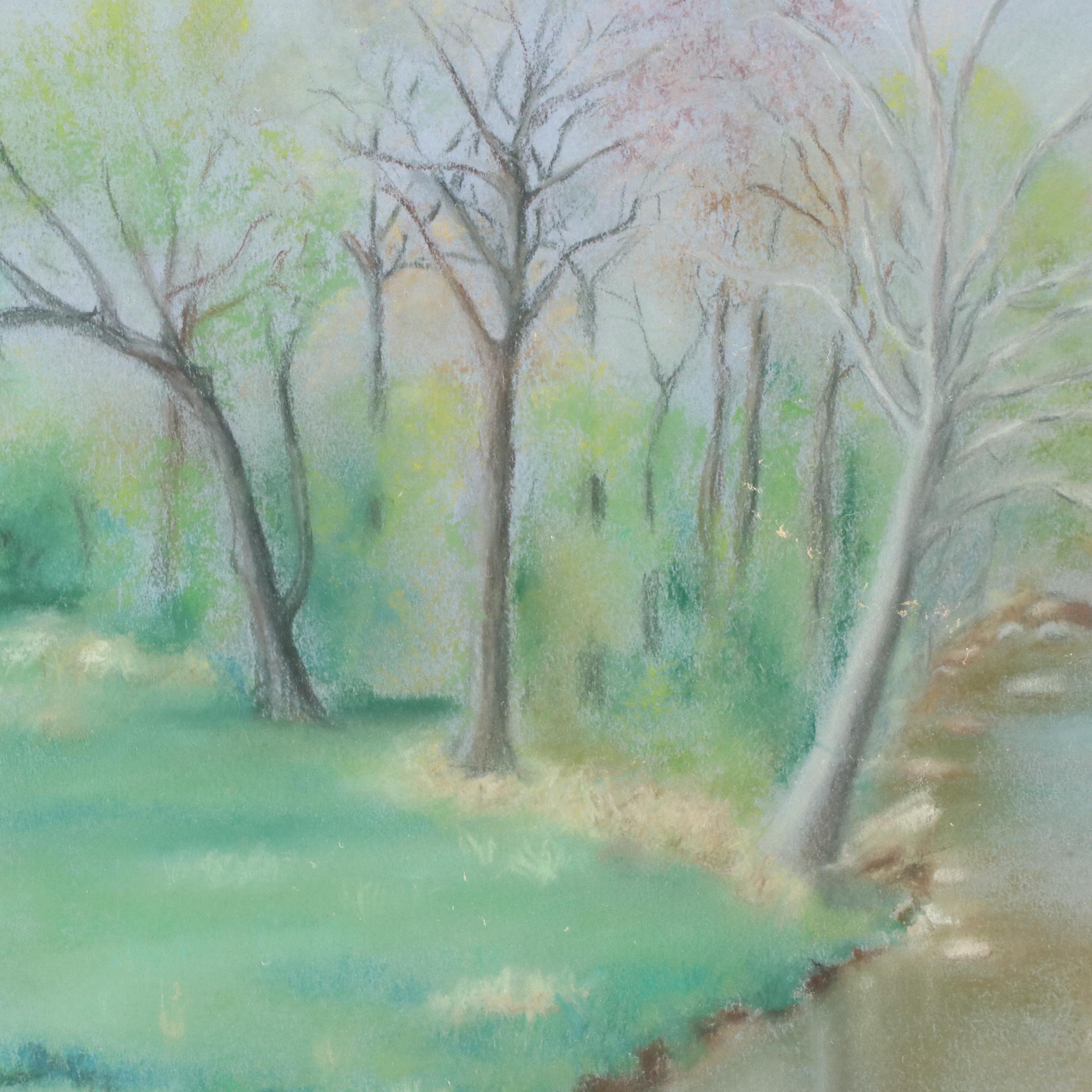 Margaret Davis Landscape Pastel Drawing "Big Pipe Creek," 1996