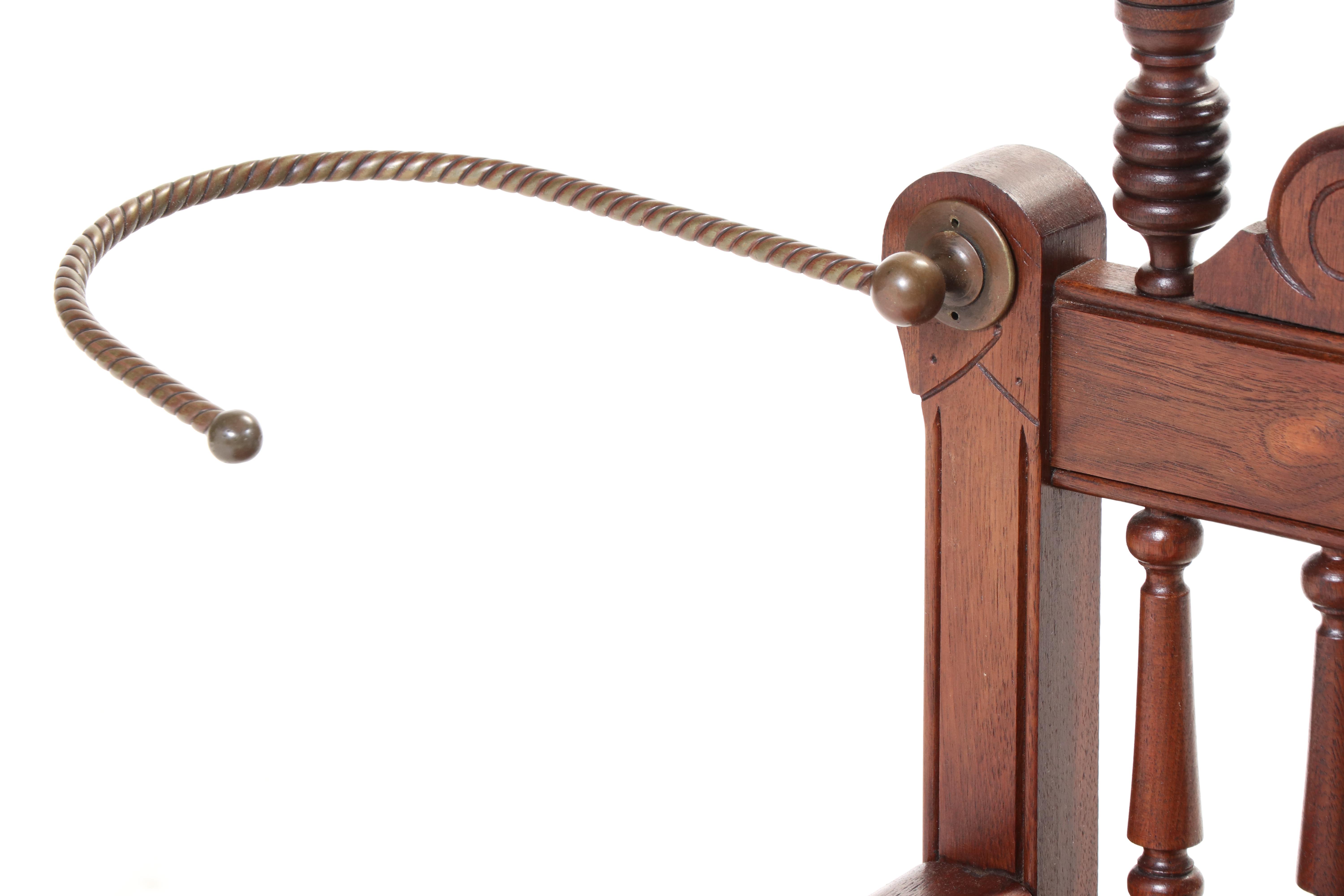 Late Victorian Carved Walnut Hall Tree with Chair, Late 19th/Early 20th Century