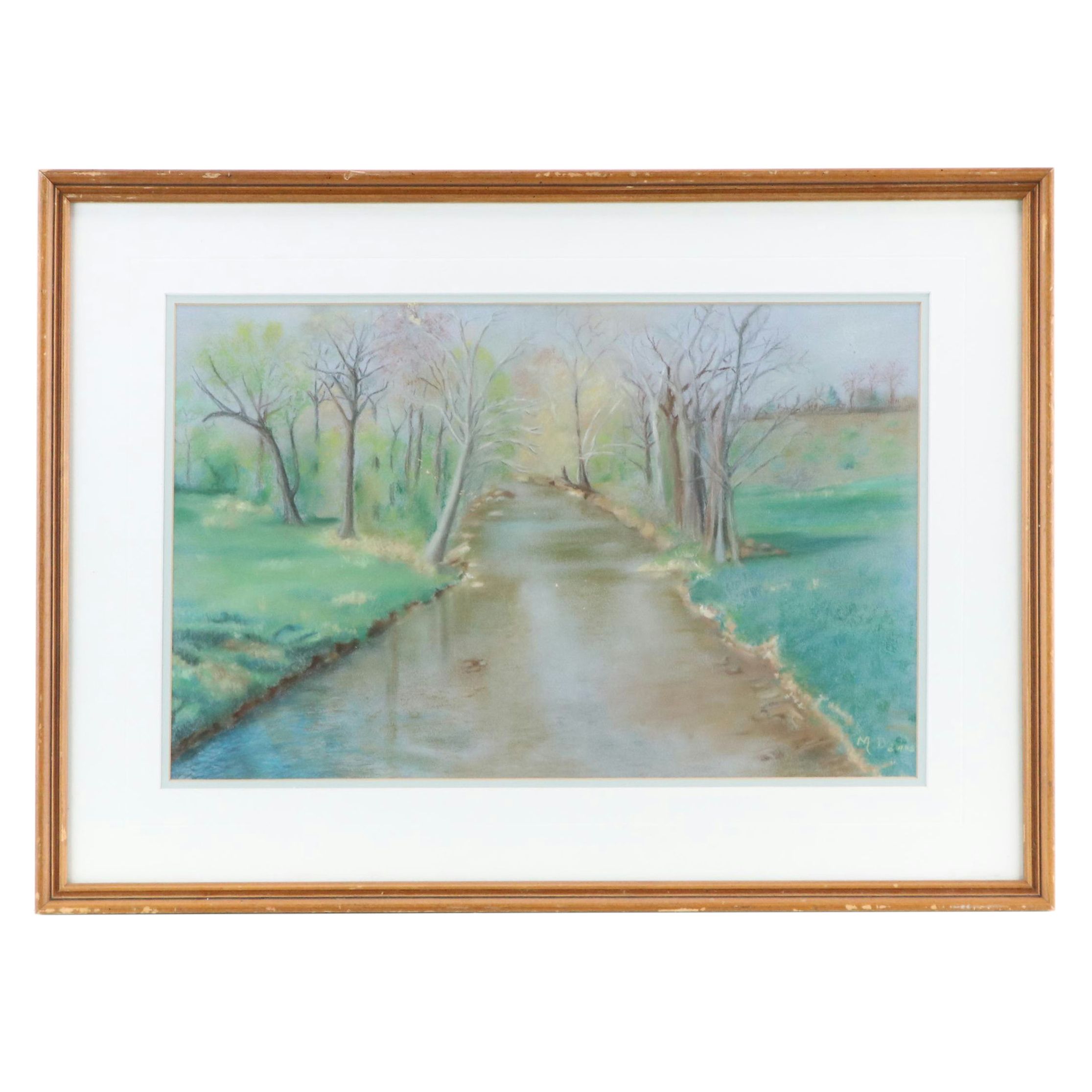 Margaret Davis Landscape Pastel Drawing "Big Pipe Creek," 1996