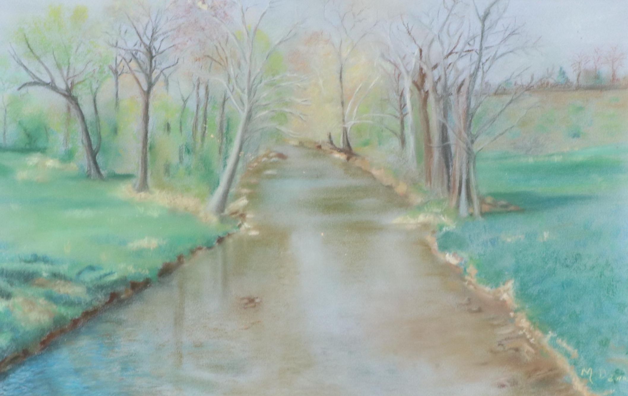 Margaret Davis Landscape Pastel Drawing "Big Pipe Creek," 1996