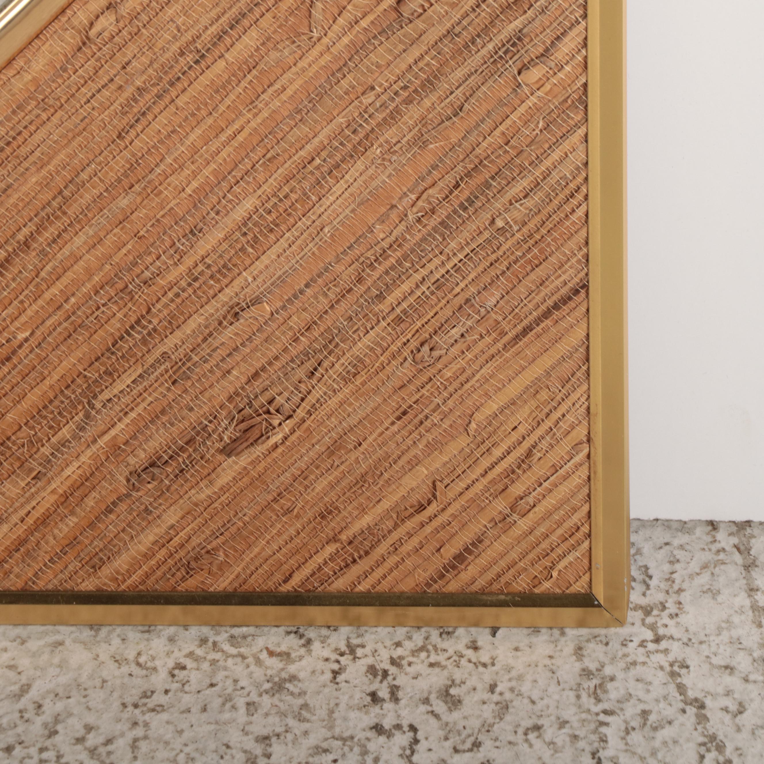 Mid Century Modern Bamboo and Brass Diamond Shape Wall Mirror