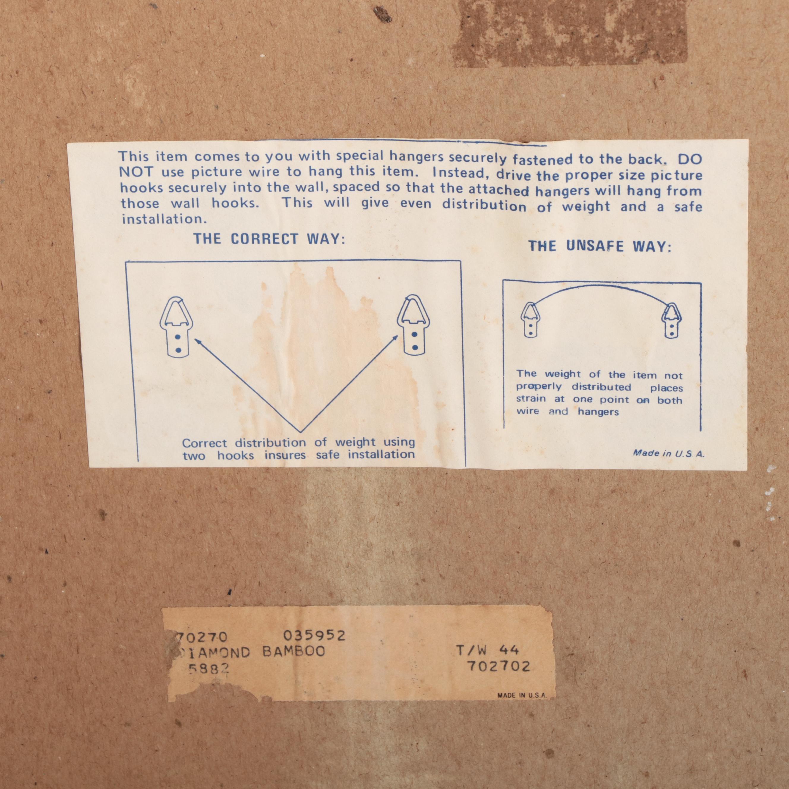 Mid Century Modern Bamboo and Brass Diamond Shape Wall Mirror