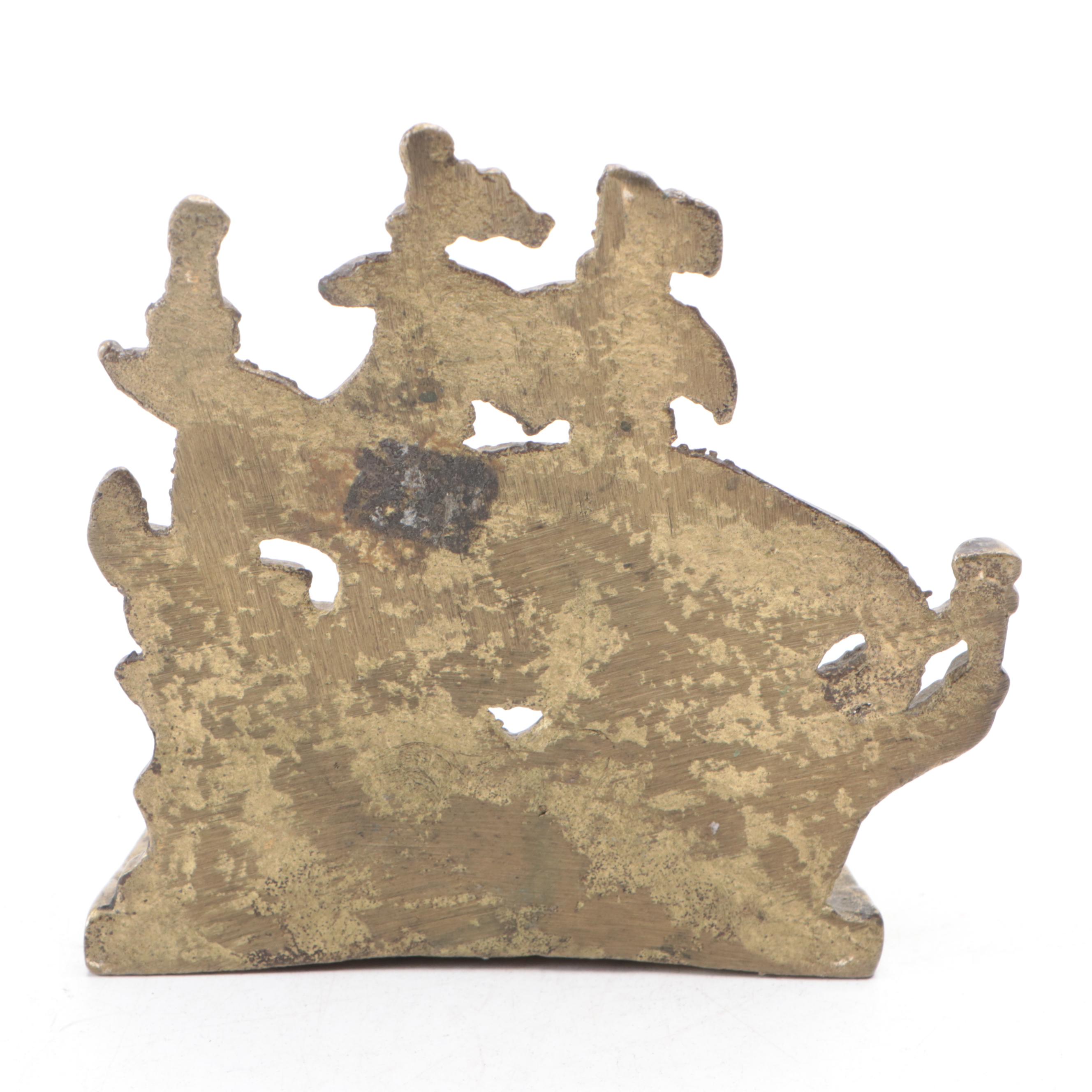 Cast Brass Lisbon City Crest Bookends with Spanish Galleon Cast Brass Bookend